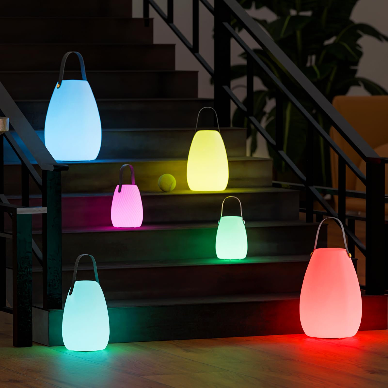 Uuffoo 2 Pack Portable Outdoor Table Lamp - Dimmable Rechargeable Night Lights W/ Remote And 7 Rgb Colors  Ip44 Water-Resistant Hanging Lantern For Patio  Tent  Bedroom  Garden  Emergency