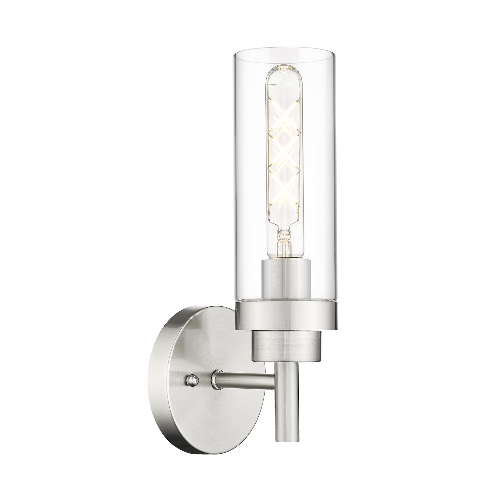 Emak Brushed Nickel Wall Sconce Light, Modern Bathroom Light Fixtures With Clear Glass Shade, 1 Light Wall Lights For Bedroom, B