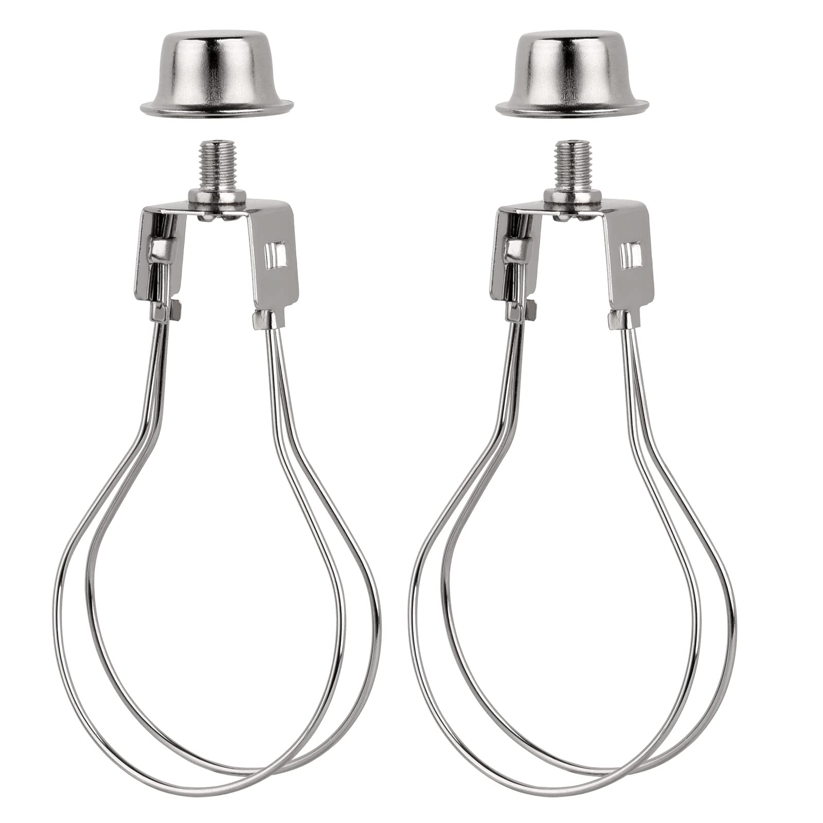 WEAVERBIRD 2 PACK Lamp Shade Clip Adapter Kit, Metal, Silver, Model WVD-US-0399, for Light Bulb and DIY Lighting Projects