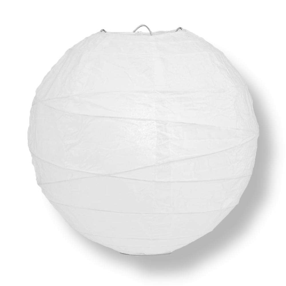 Quasimoon 18 Inch White Round Paper Lantern, Crisscross Ribbing, Hanging Decoration, Paper