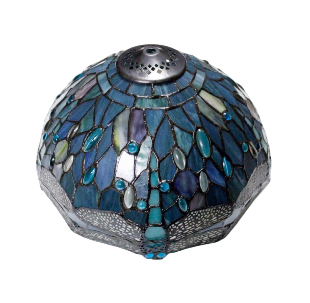 Tiffany Table Lamp,Sea Blue Dragonfly Style Stained Glass Lamp,12X12X20 Inch Decor Bedroom,Living Room Reading Tiffany Lamp,Incl