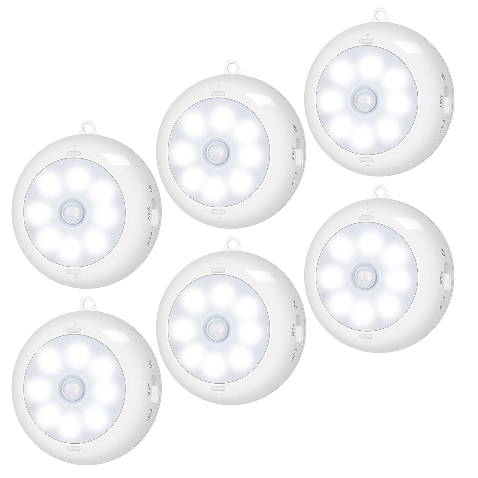 Alivation Motion Sensor Led Closet Lights, Dimmable Battery Operated Puck Lights, 6 Pack