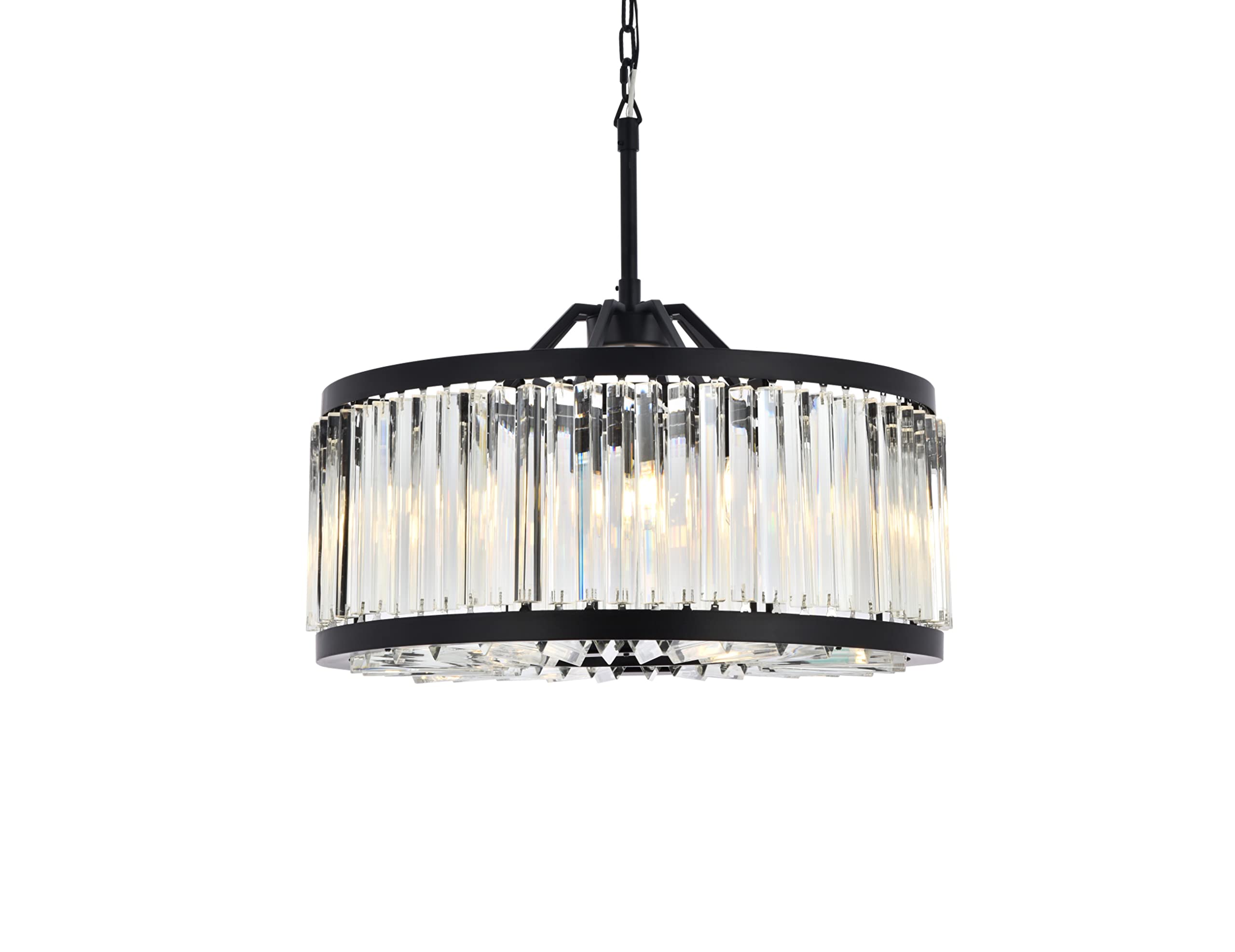 Elegant Lighting Chelsea Collection 8-Light Pendant Lamp with Royal Cut Crystals, Mocha Brown Finish