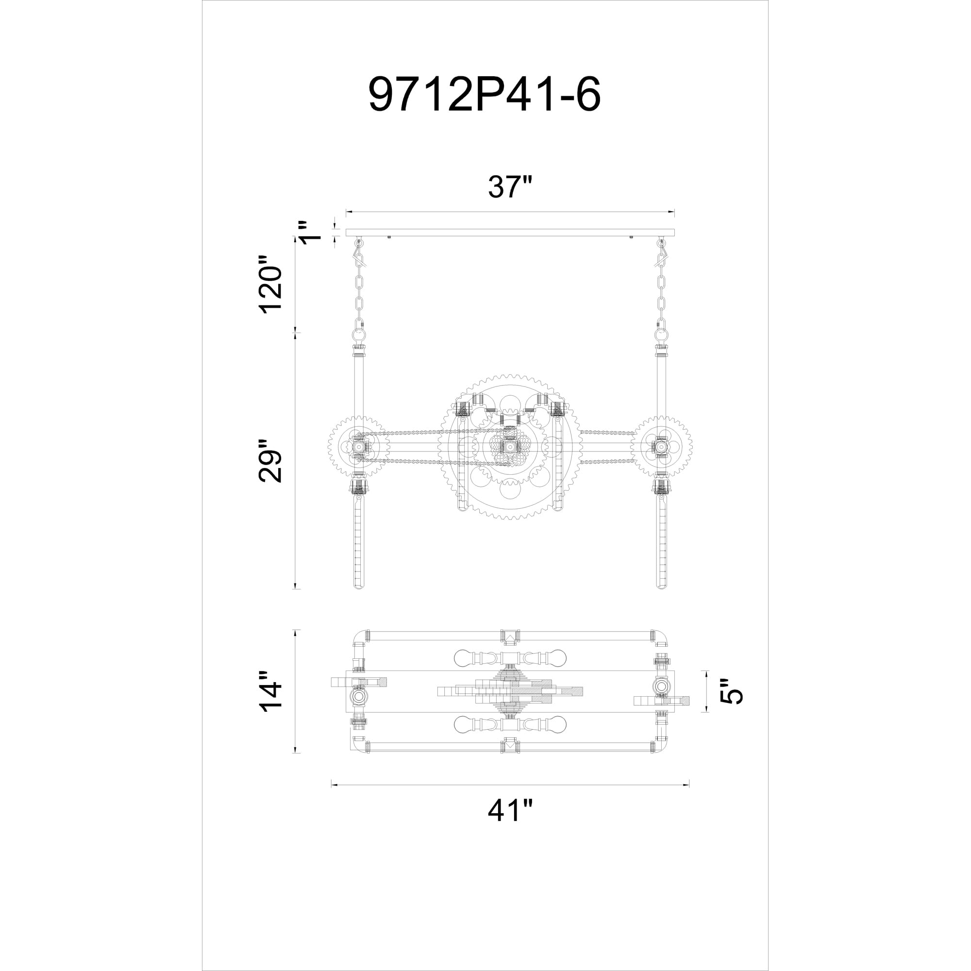 CWI Lighting Oder 6 Light Down Contemporary Metal Chandelier in Silver Gray