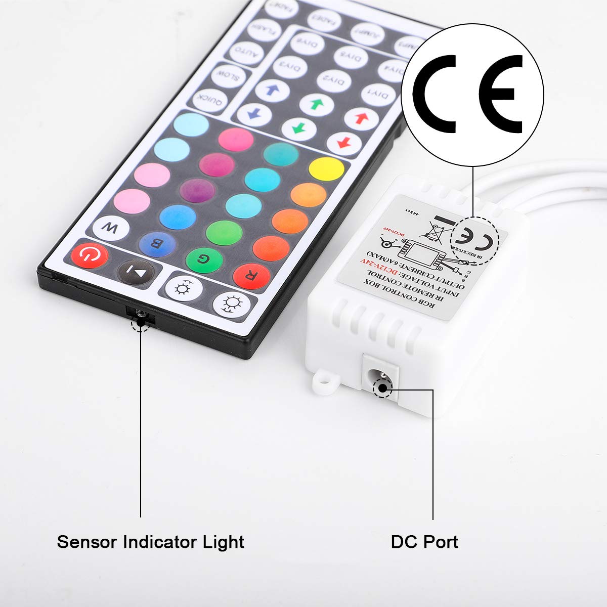 Bzone Rgb Led Controller 2-Port 4Pin Dual Output With 44 Keys Ir Led Light Remote Control Dc12V-24V For 5050 3528 Rgb Led Strip