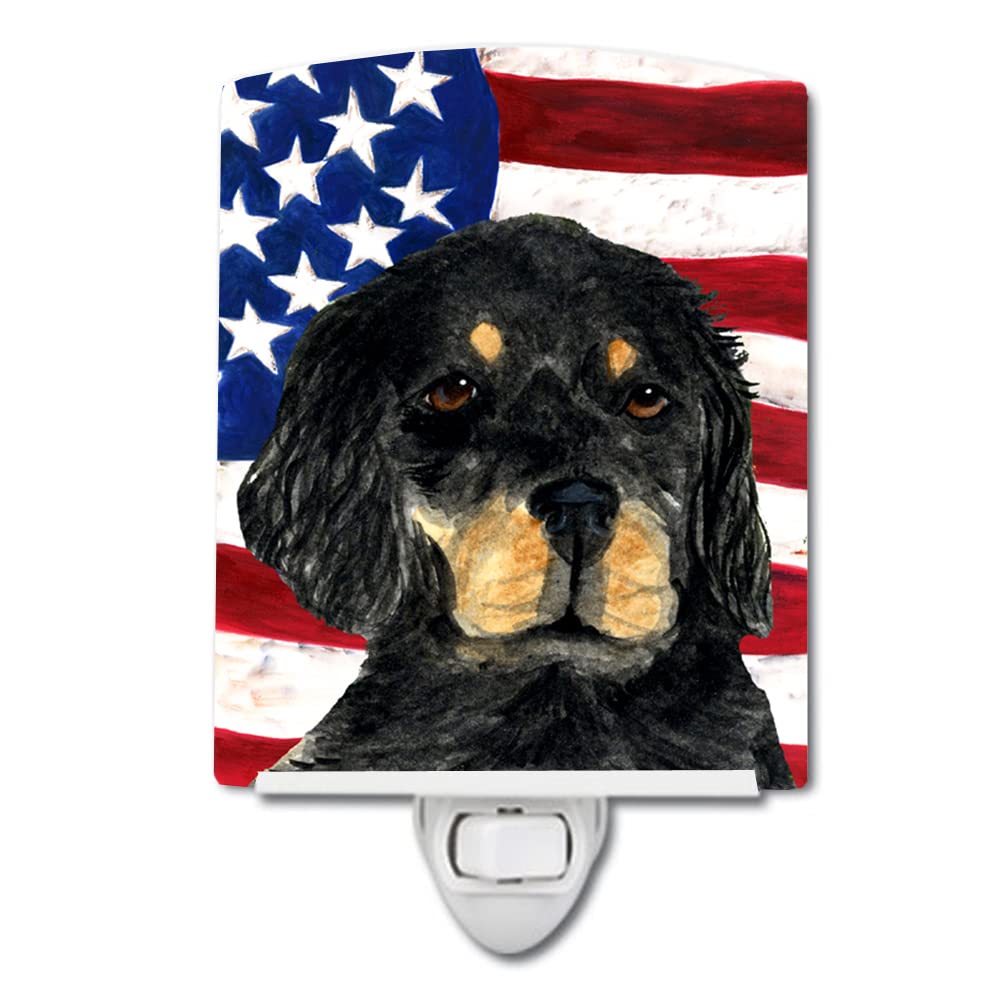 Carolines Treasures Ceramic Night Light, USA American Flag, Gordon Setter, UL-Certified, 6x4x3 inches, Multicolor, Model SS4042CNL