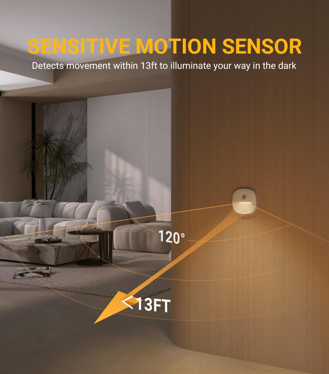 Lyridz Rechargeable Night Light, Motion Sensor Battery Night Light, Mini Stick-On Led Closet Cold Warm Night Light, 1-20Lm Dimma