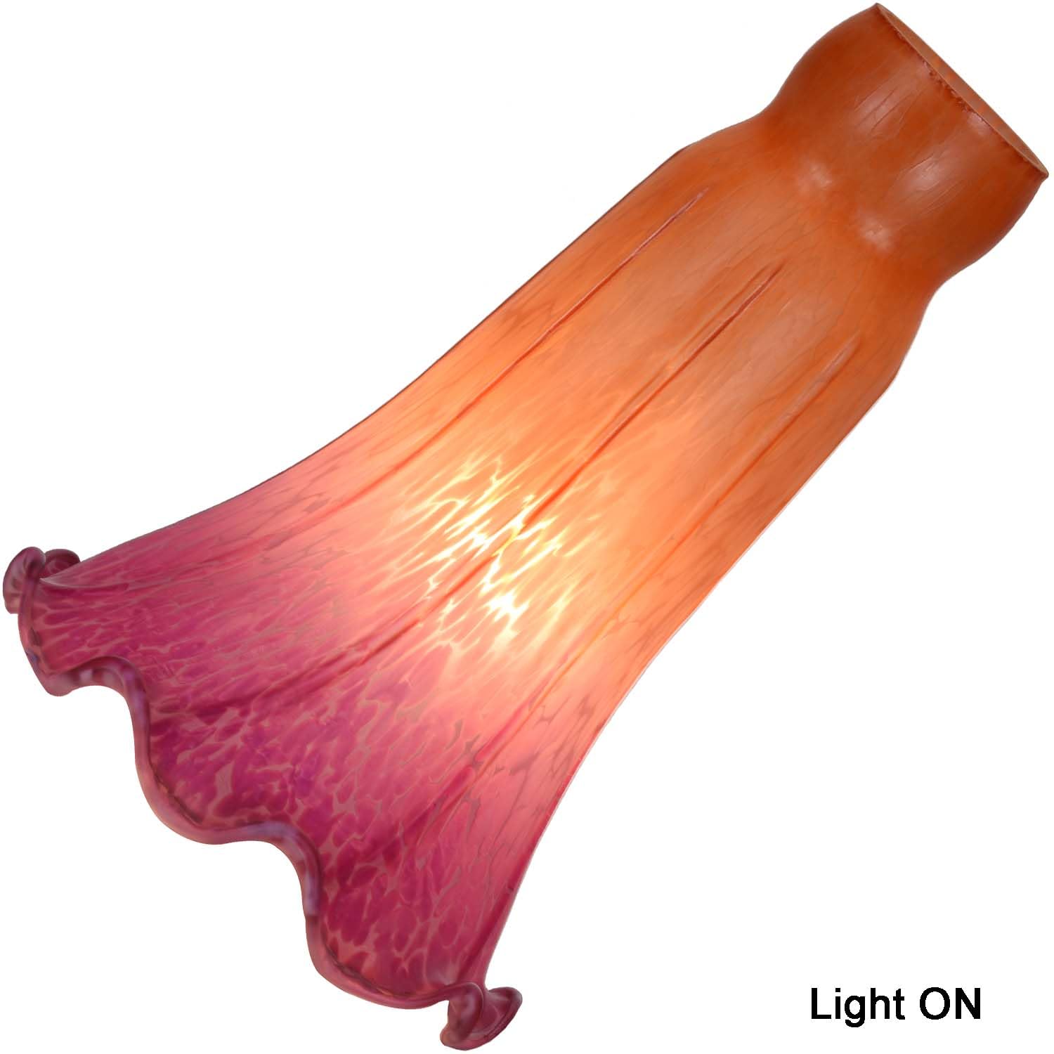 Bieye LS21 Lily Flower Blown Glass Lampshade - Large I.D. 1.26" x O.D. 1.5", Orange Purple