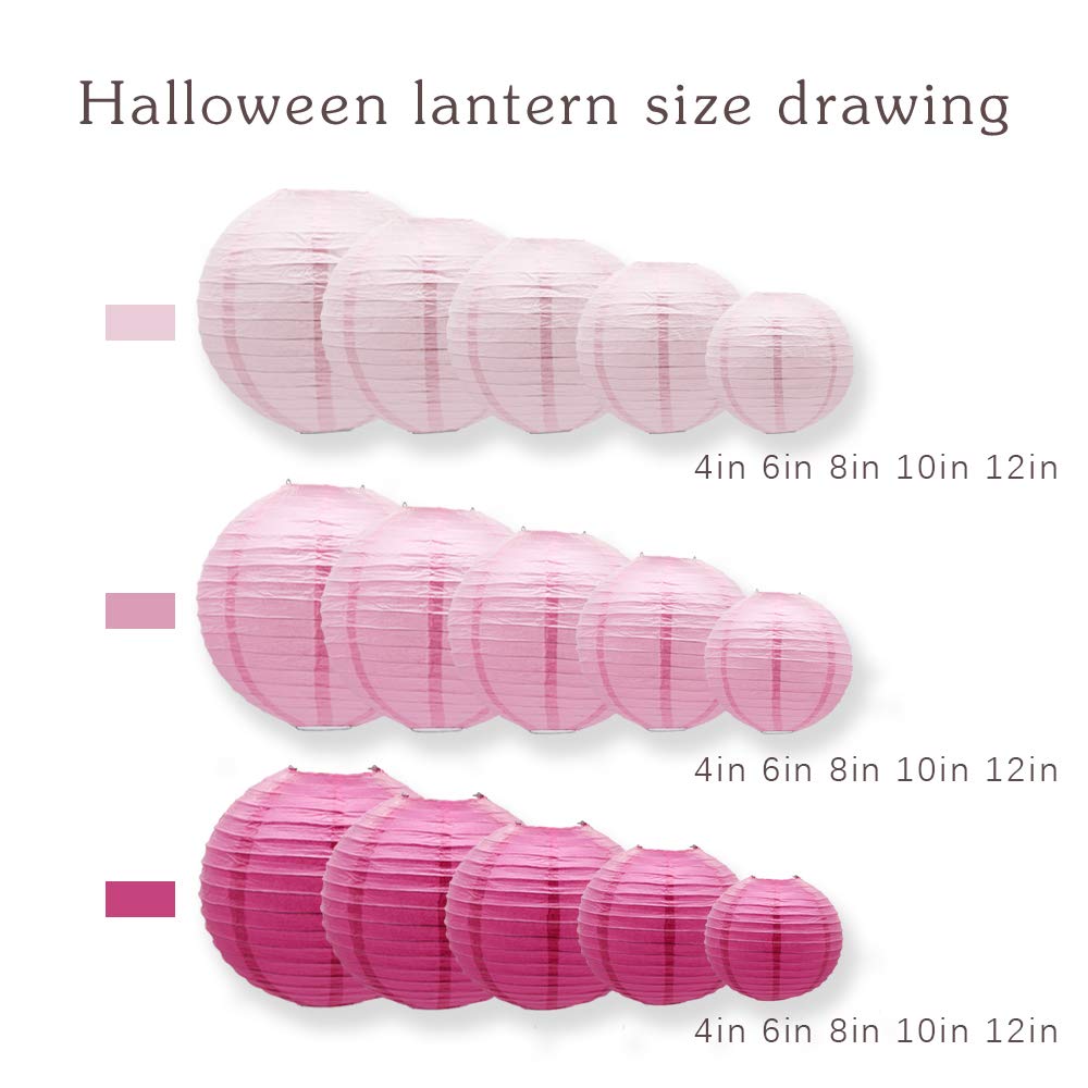 Meiduo 15Pcs Pink Chinese Paper Lanterns For Wedding, Birthday, Valentine'S Day Decor