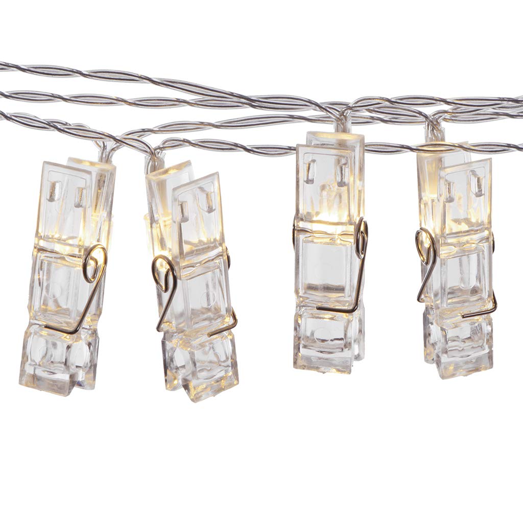 Sterno Home LED Battery-Operated Clip String Lights, 10.5 Feet, Warm White, Model GL42589, Plastic