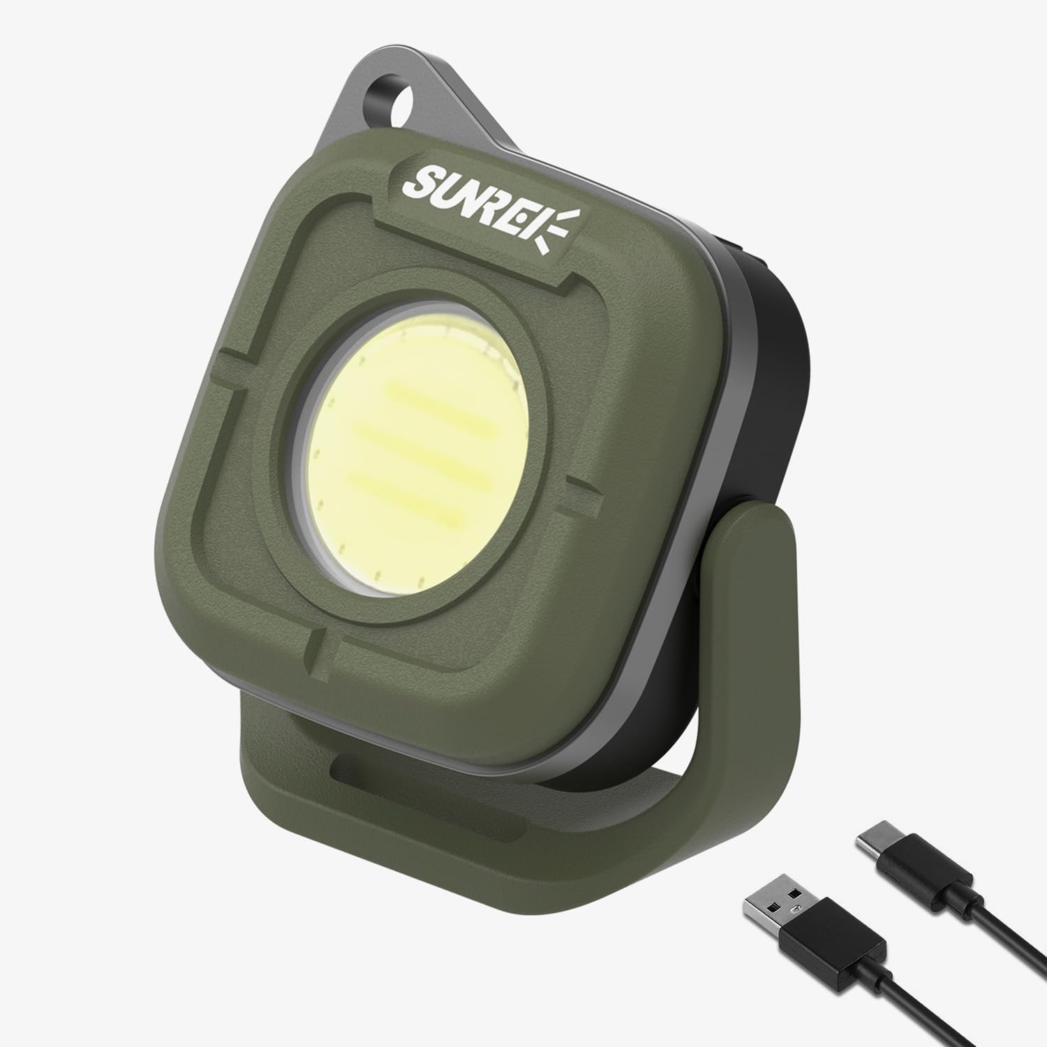Sunrei Mini Portable Led Rechargeable Magnetic Work Light, 180° Rotating, 500Lm, Bi -Color Temperature, Magnetic&Hook, Ipx5 Waterproof For Camping, Car Repairing