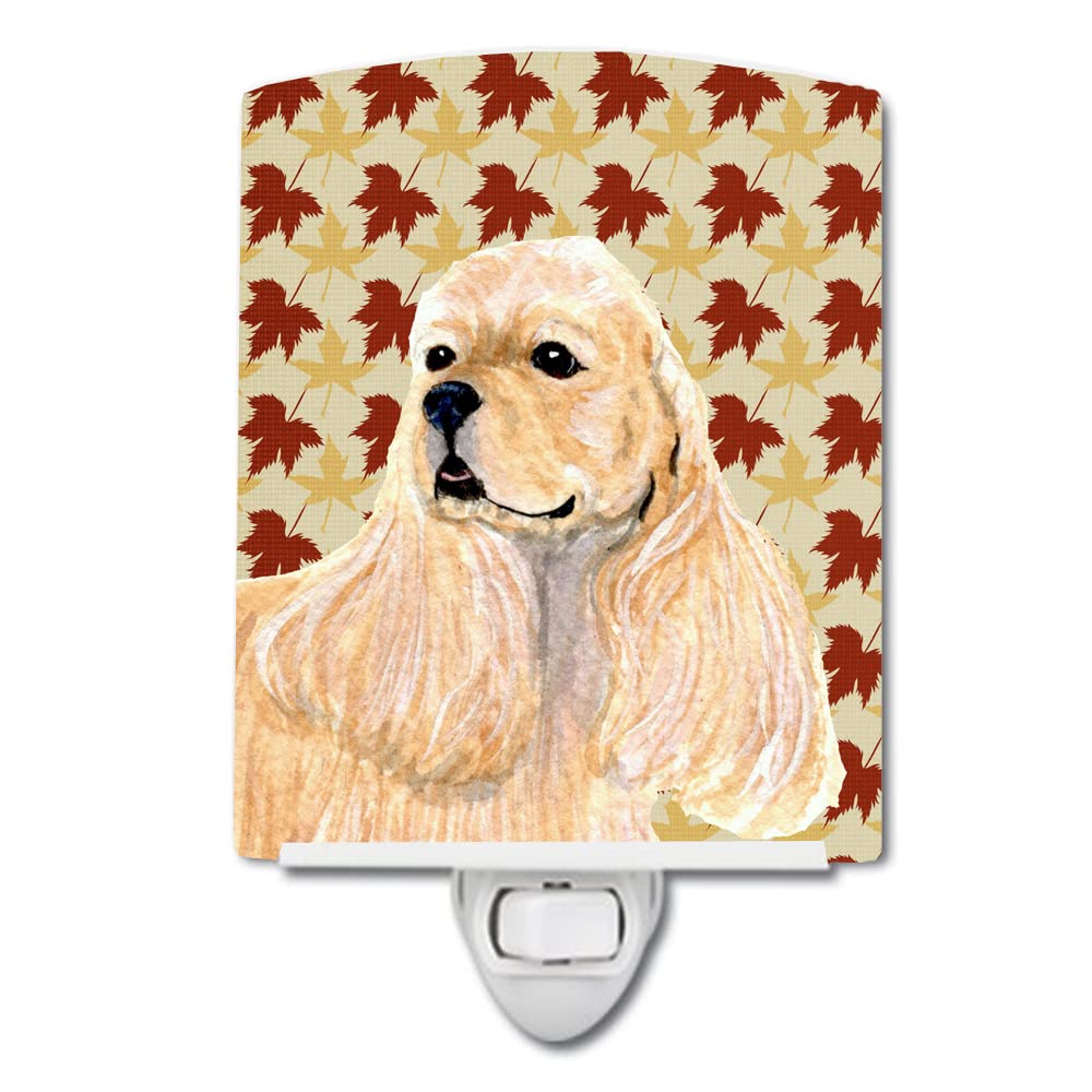 Carolines Treasures Ceramic Night Light Cocker Spaniel Fall Leaves 6x4x3in Multicolor Model SS4334CNL