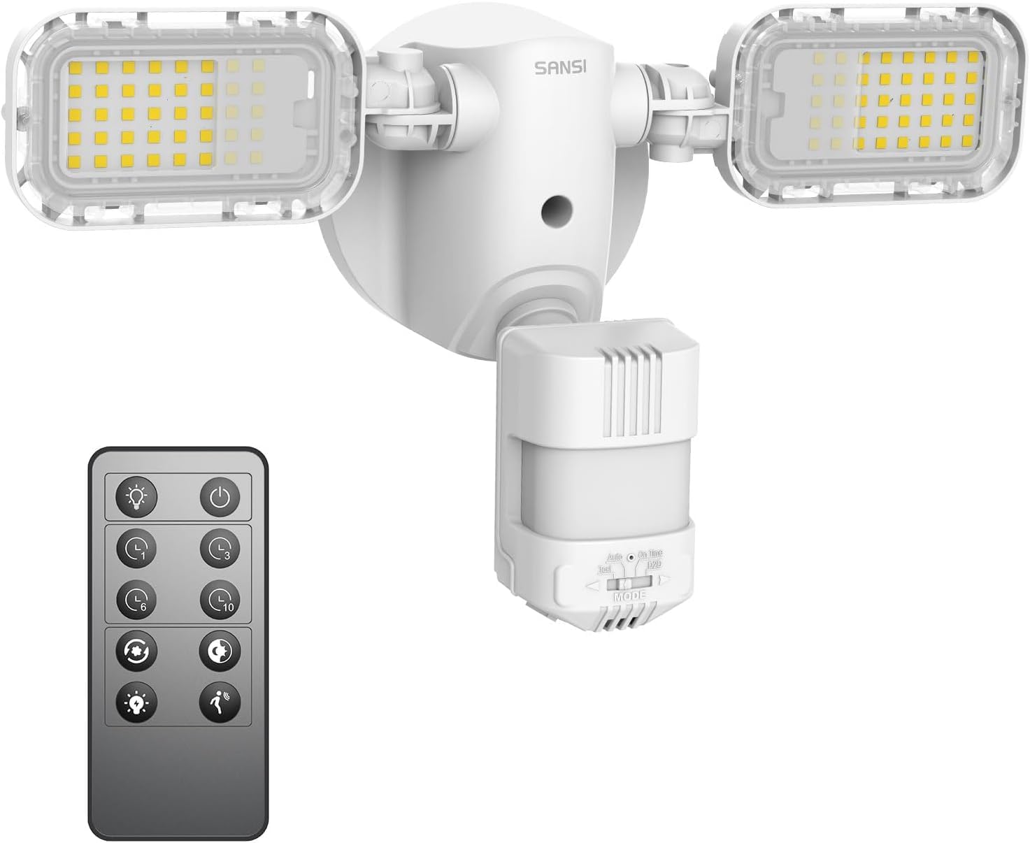 SANSI 90W 10,000LM LED Outdoor Flood Light with Remote Control, 50,000 Hrs Lifespan Security Light, 1000W Equiv. 5000K Dusk to D