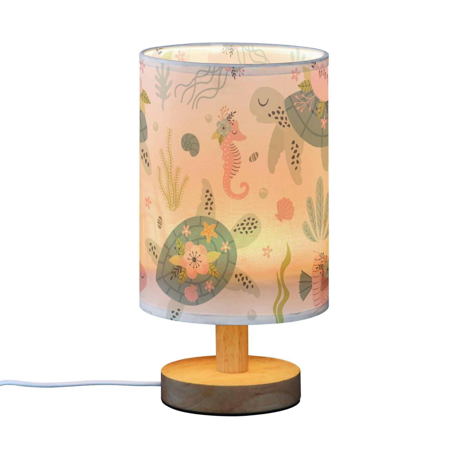 Oarencol Bedside Table Lamp - Turtle Sea House Design, 5.12x9.7in, Multi Color, Ideal for Bedroom, Living Room, Nursery, Office Decor