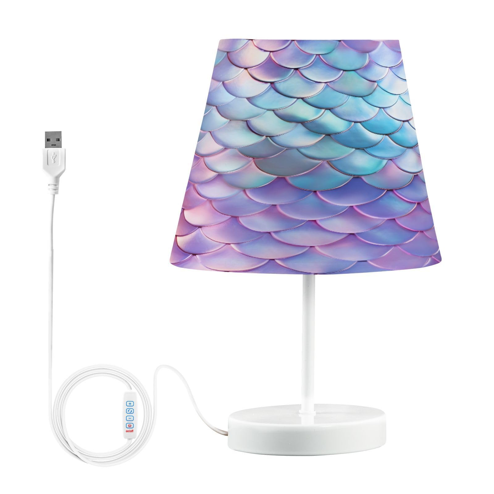 ALAZA Magic Mermaid Decor Bedside Table Lamp with USB Port 3 Color Temperatures LED Desk Lamp for Bedroom Office S