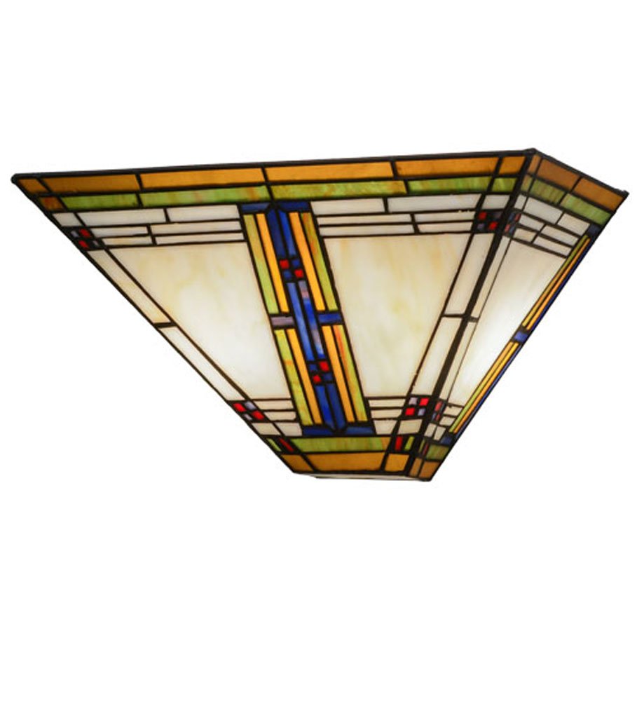 Meyda Tiffany 144967 Lighting, 14.5 Width, Finish: White Amber Green Blue
