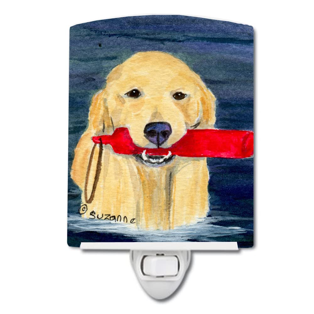 Caroline'S Treasures Ss8868Cnl Golden Retriever Ceramic Night Light Compact, Ul-Certified, Ideal For Bedroom, Bathroom, Nursery, Hallway, Kitchen, 6X4X3, Multicolor