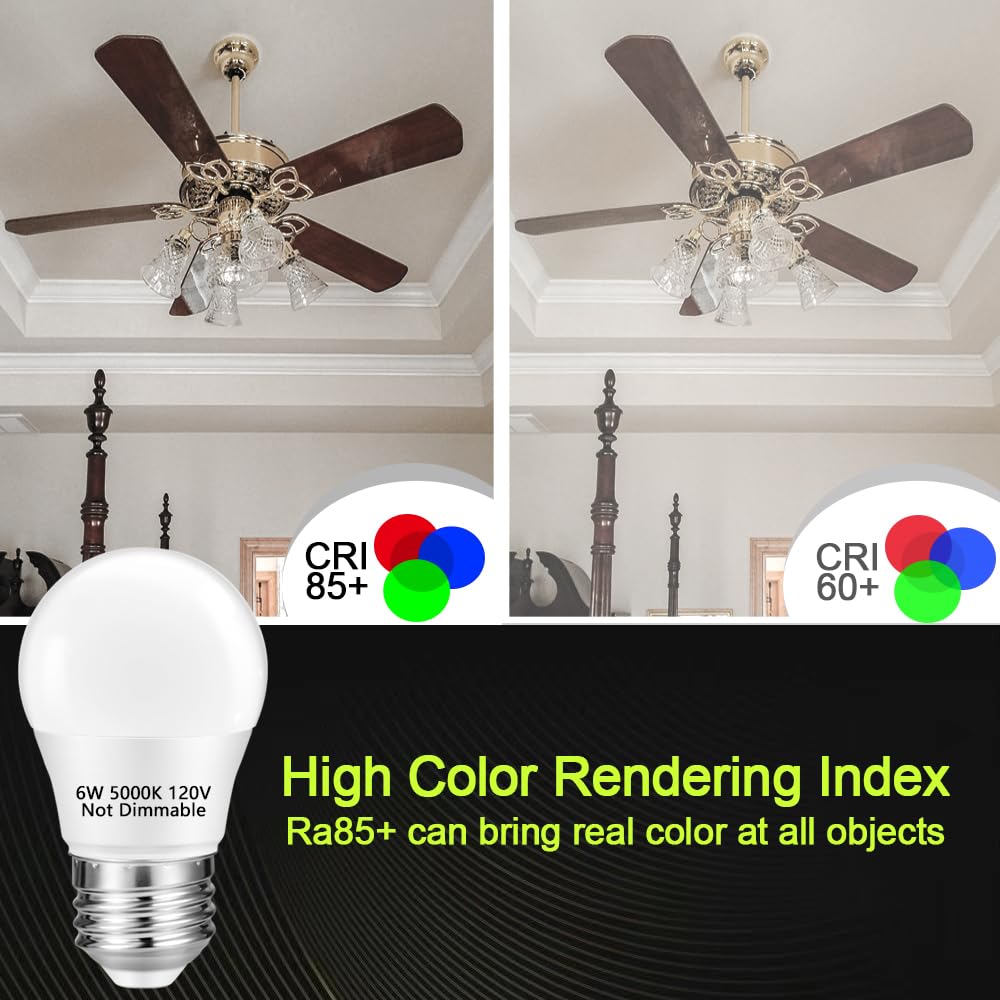 Neteha 6 Pack A15 6W 120V E26 Base Small Led Refrigerator Light Bulb  Non-Dimmable 60W Equivalent 5000K Daylight White A15/G45 Shape Led Appliance Bulb For Ceiling Fan And Lighting Fixtures