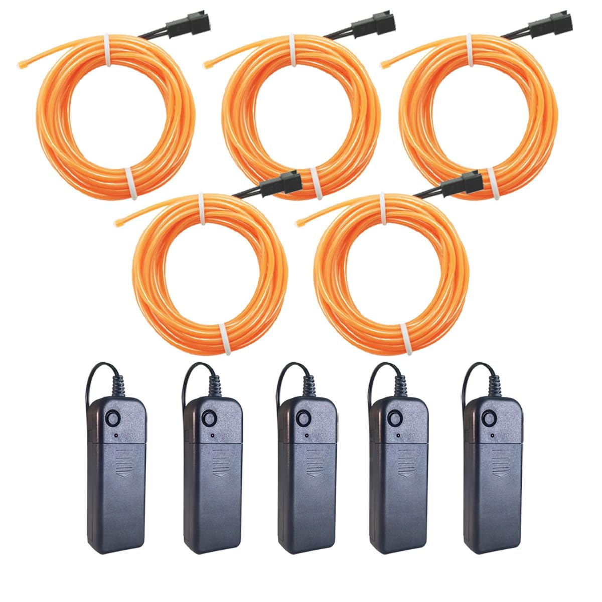 Maxlax El Wire 5 Pack, 9Ft Neon Light Wire Noise Reduction With Battery Pack (9Ft-Yellow)