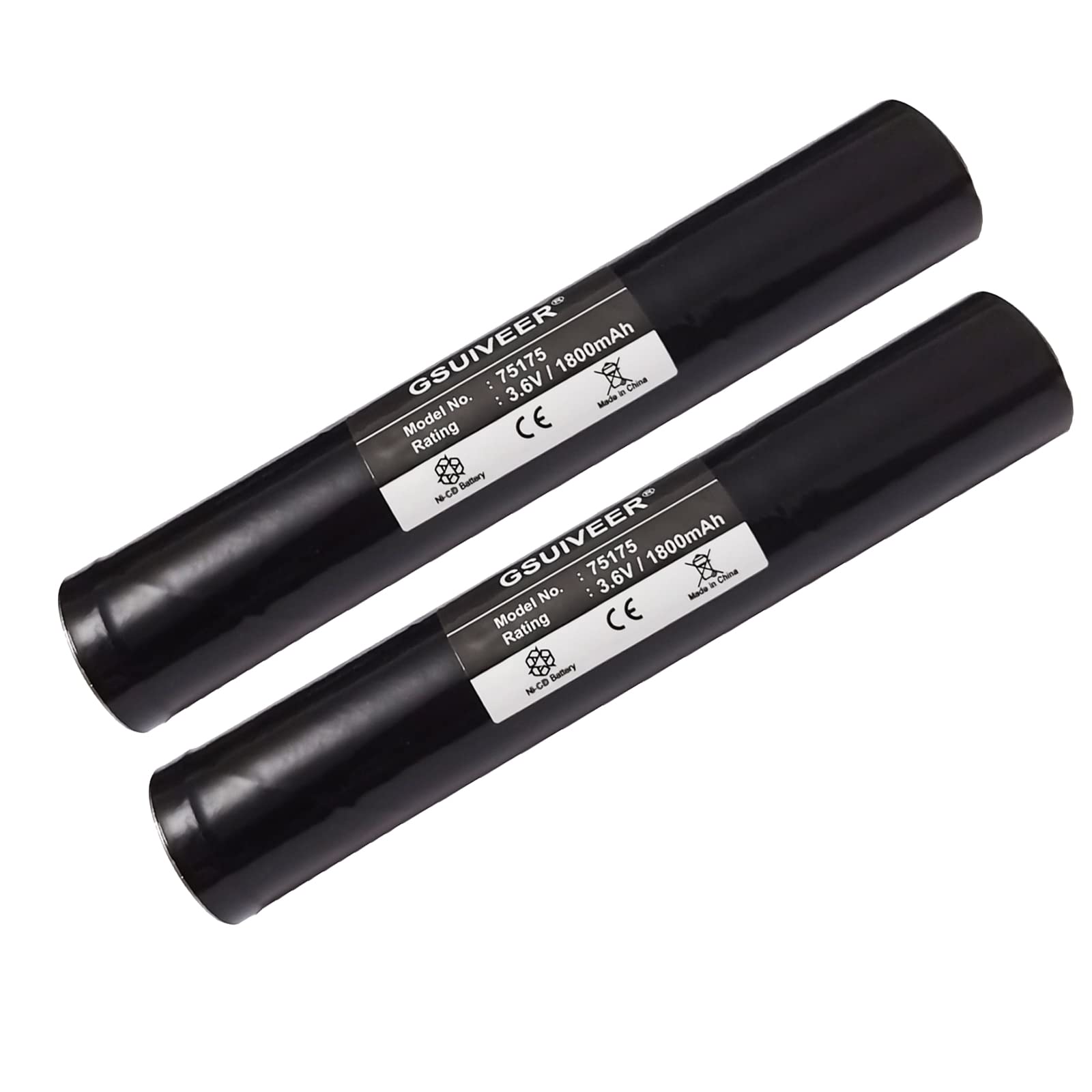 GSUIVEER Flashlight Battery Ni-CD 3.6V 1800mAh Compatible with Streamlight Stinger 2-Pack Model NICD75175