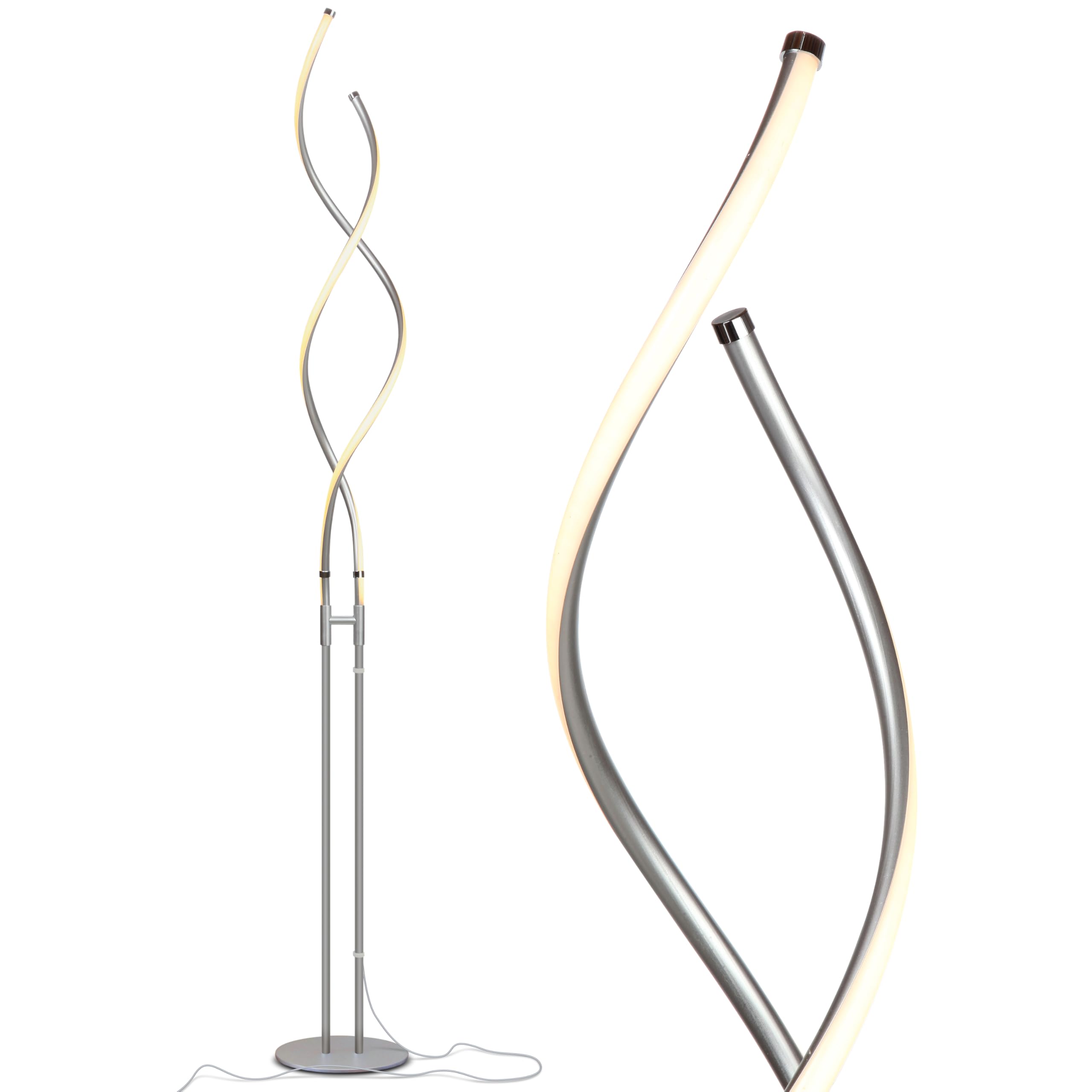 Brightech Embrace Dimmable LED Floor Lamp - Modern Spiral Adjustable Standing Lamp for Living Rooms & Offices - 2-in-1 Tall End 