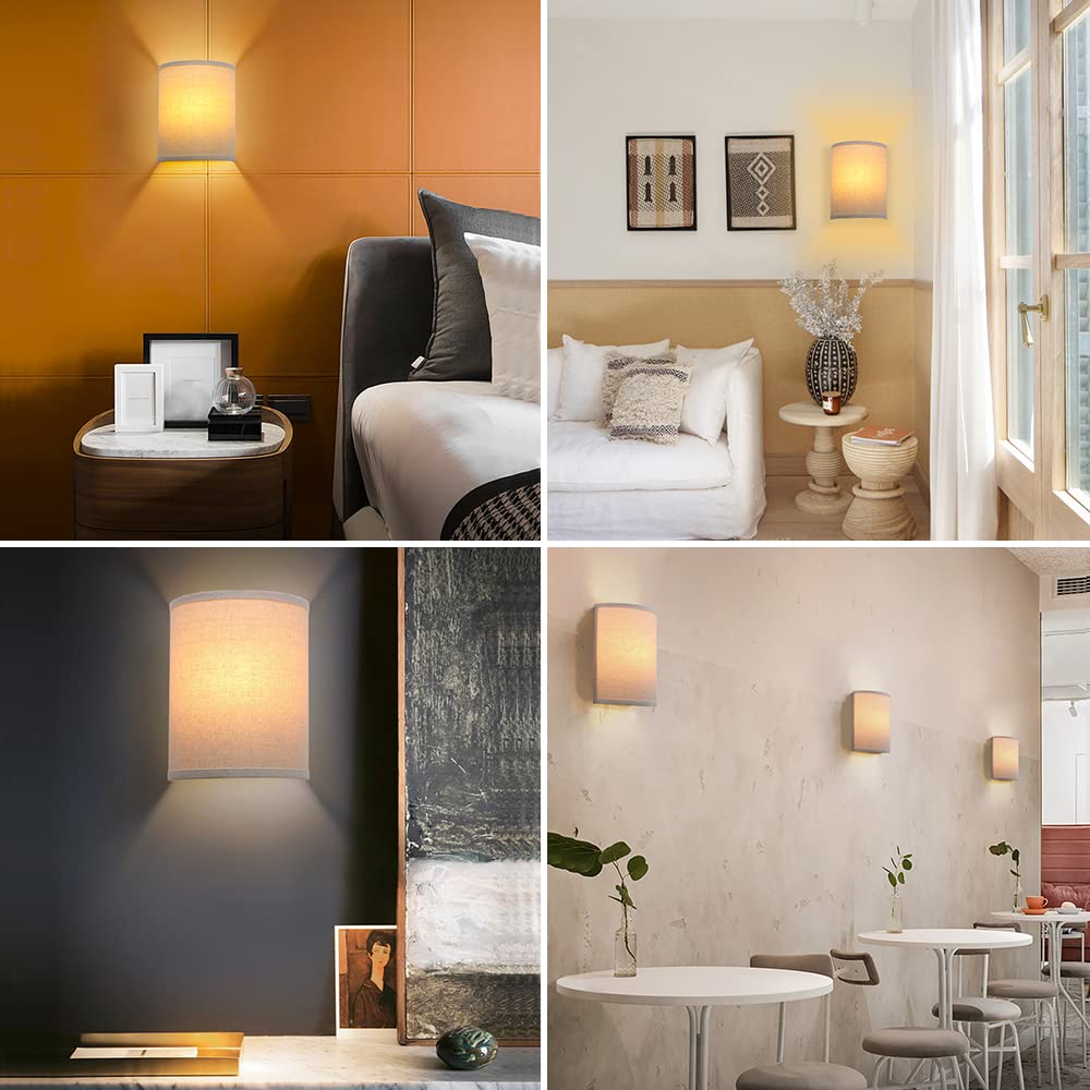 Yosoan Linen Boho Vintage Wall Sconce Stairwell Fixture Light, 1-Light Vanity Indoor Hardwired Wall Mount Retro Industrial Inter