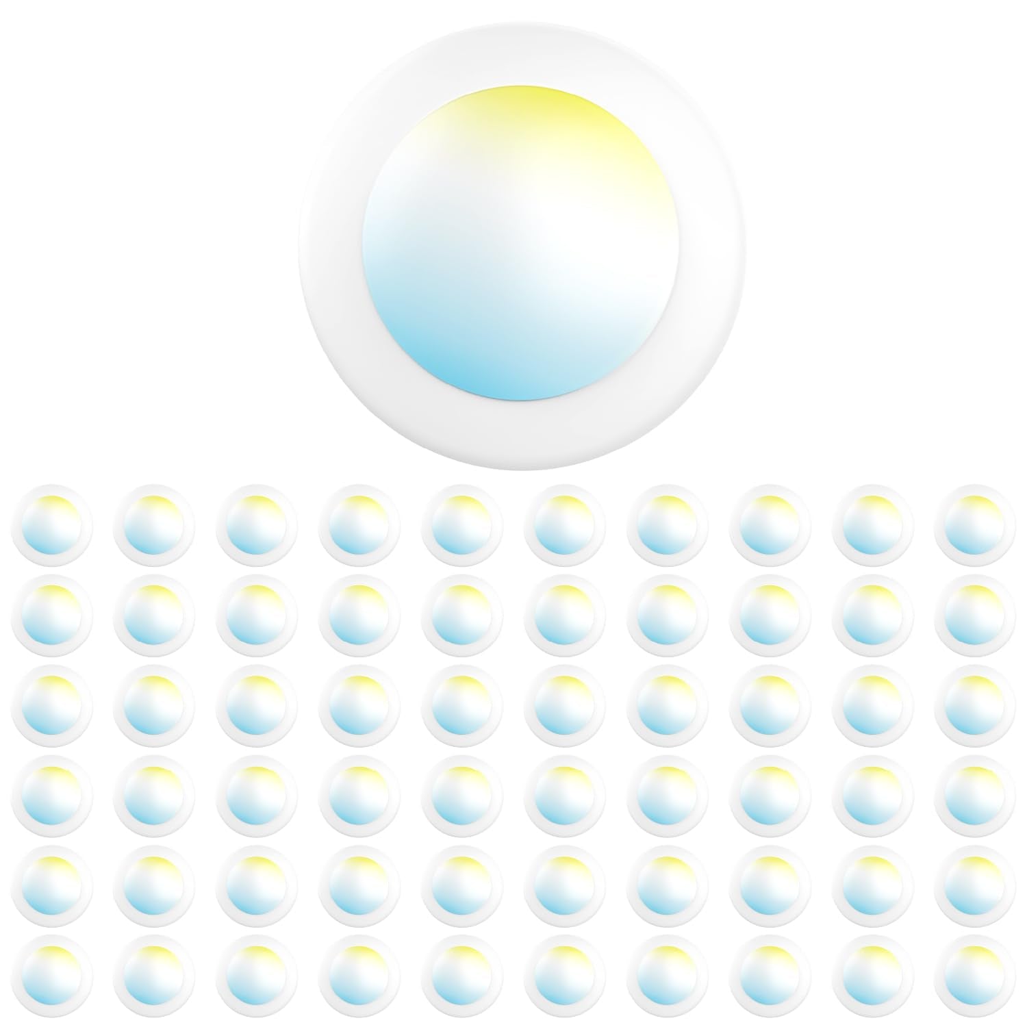 Sunco 60 Pack 4 Inch LED Disk Lights, Flush Mount Disc Recessed Ceiling Can Lighting, 650 LM, Selectable CCT 2700K/3000K/4000K/5