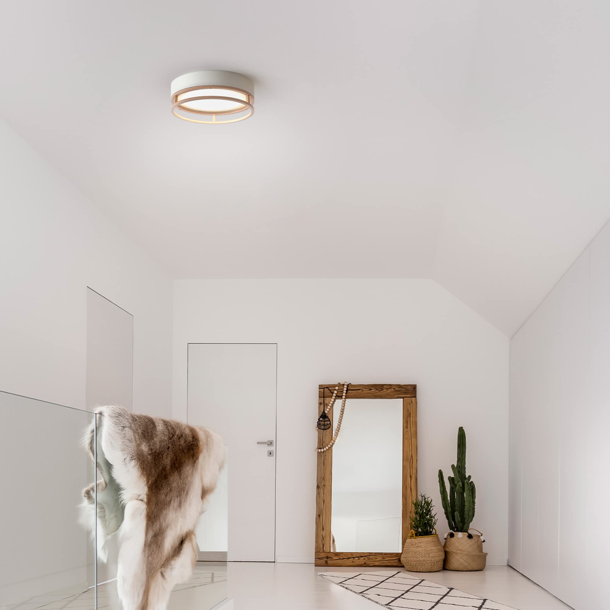 Globe Electric 66000038 LED Flush Mount Ceiling Light, Matte White, Metal, Indoor/Outdoor