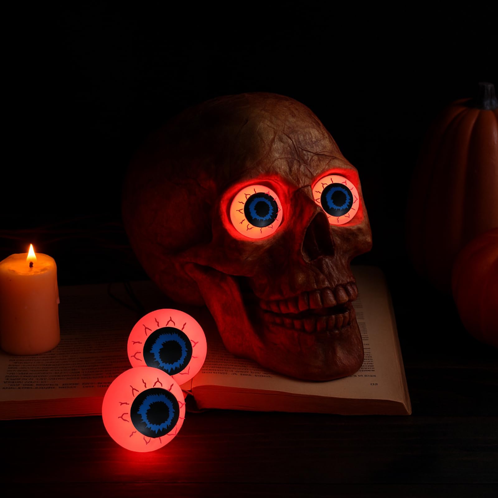 Xuhal 12 Pcs Halloween Led Glowing Eyeball Light For Mask Costume Skull Skeleton 24  Battery Not Include (Red)