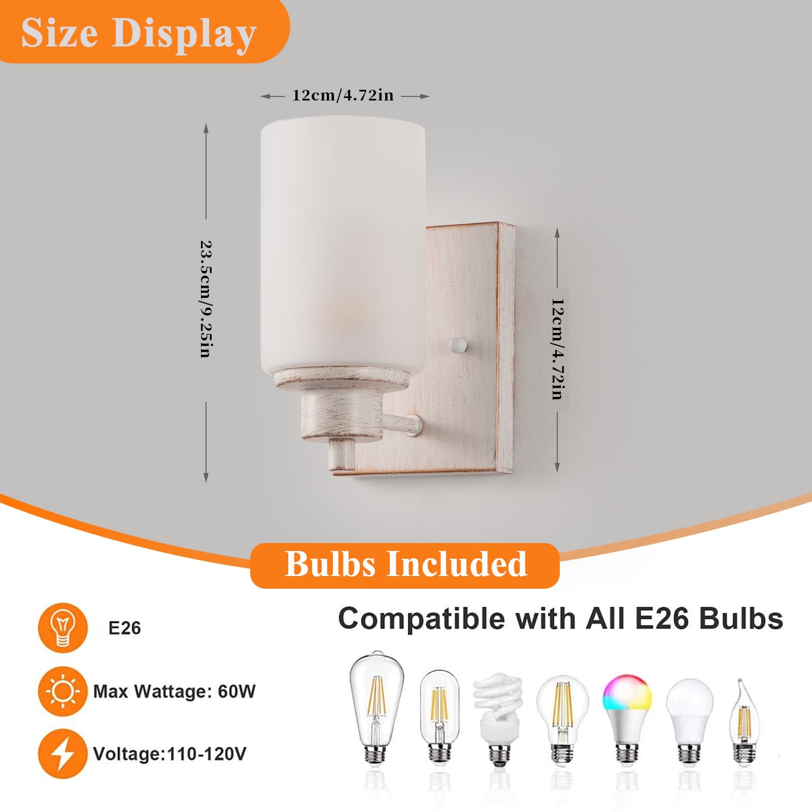 Eidonta Bath Vanity Light Fixture, 3 Pack, Modern Wall Sconce, Opal White Glass Shade, White Gold, Model 046a9a19-047b-4523-849