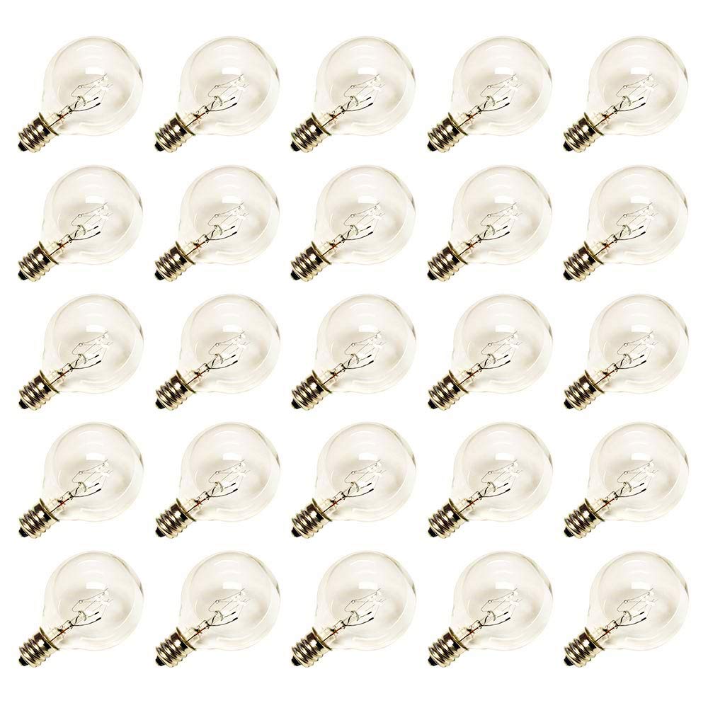 Abeja G40 Replacement Light Bulbs, 5W Clear Globe Bulb Fits E12/ C7 Candelabra Screw Base Sockets, 1.5 Inch Clear Light Bulbs Fo