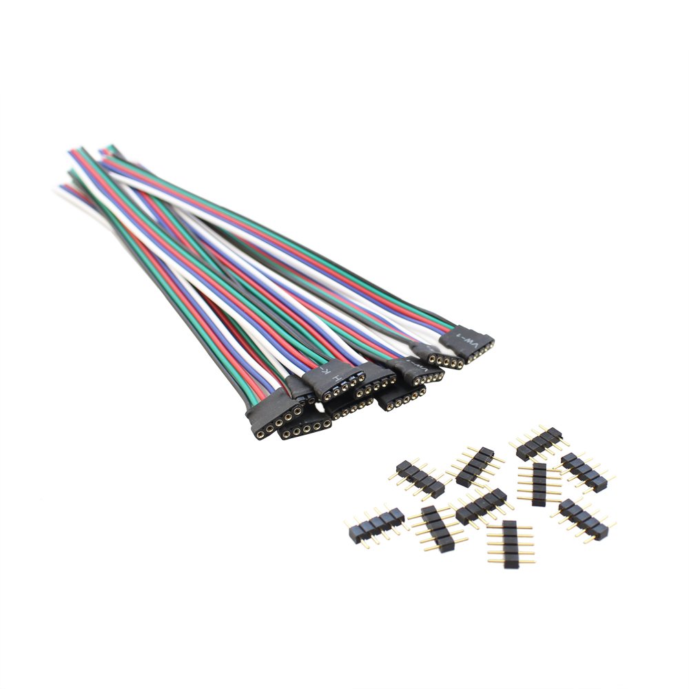 5 Pin Rgbw Led Connector Extension Wire With 5 Pin Conenctor, Sim&Nat 15 Cm / 5.9 Inch Rgbw Rgbww Connector Plug Weld Line Male