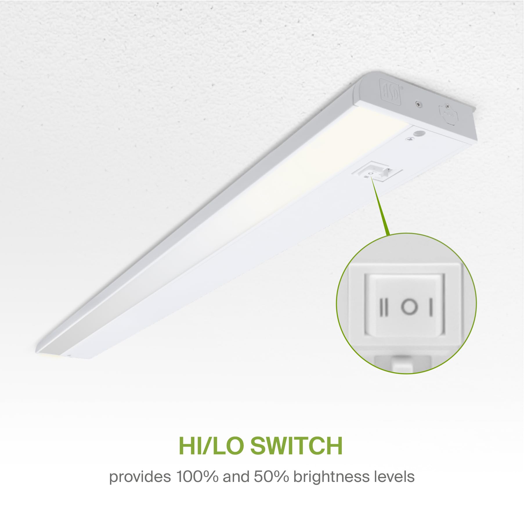 Asd Led Under Cabinet Lighting, 24 Inch Dimmable, Hardwired/Plug-In, 3 Color Levels, White Finish, Model Asd-Ucl-24D12Cc-Wh