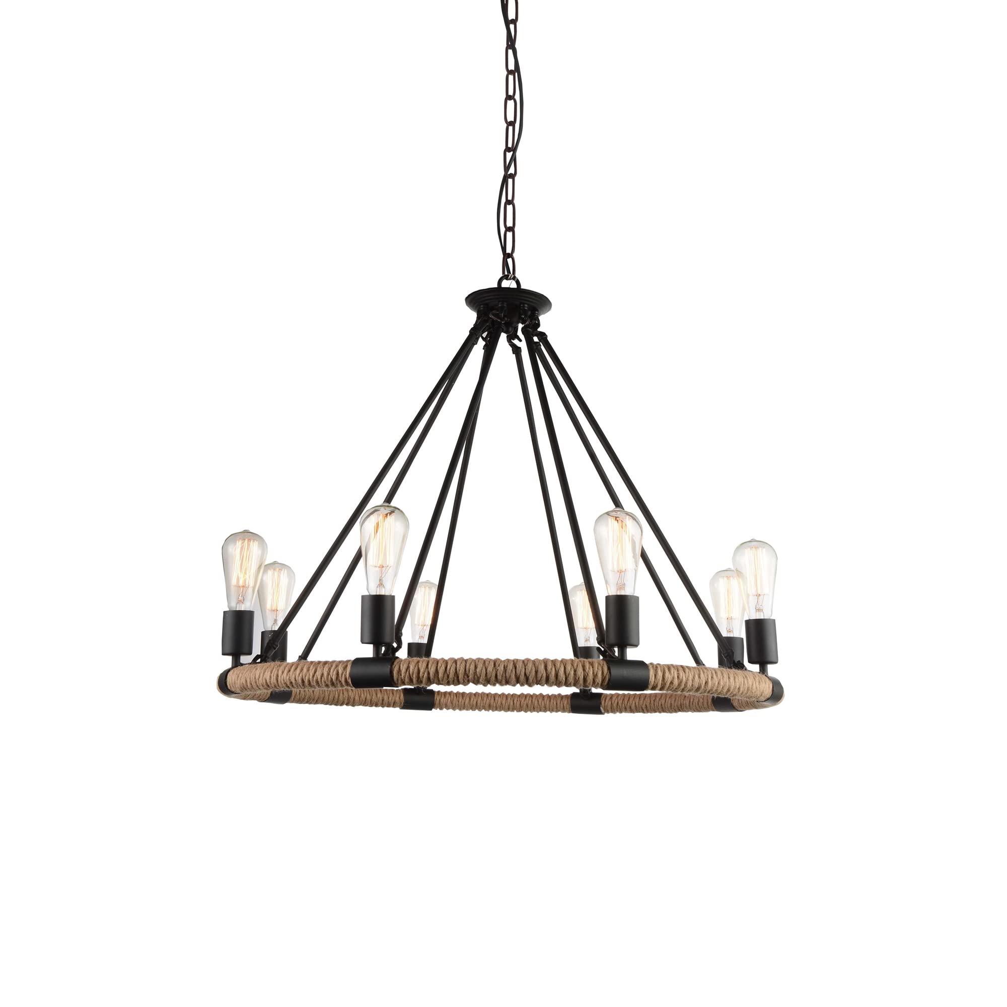 Cwi Lighting Ganges 8-Light Black Metal Farmhouse Chandelier - Elegant Home Lighting