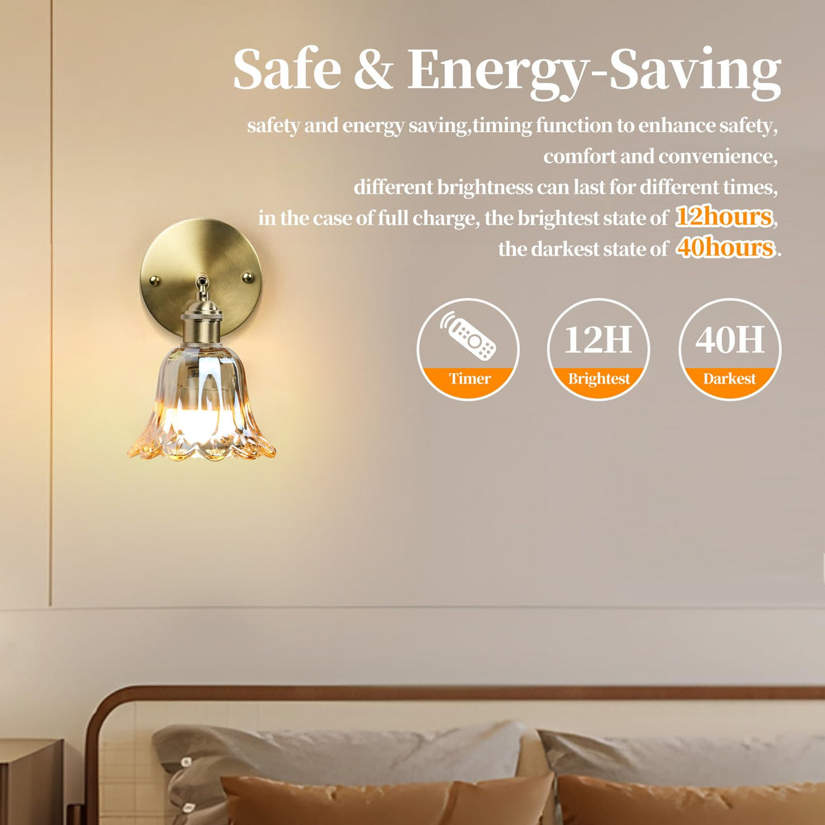 GEEZO Vintage Battery Operated Wall Sconce with Remote Control, Pineap ...