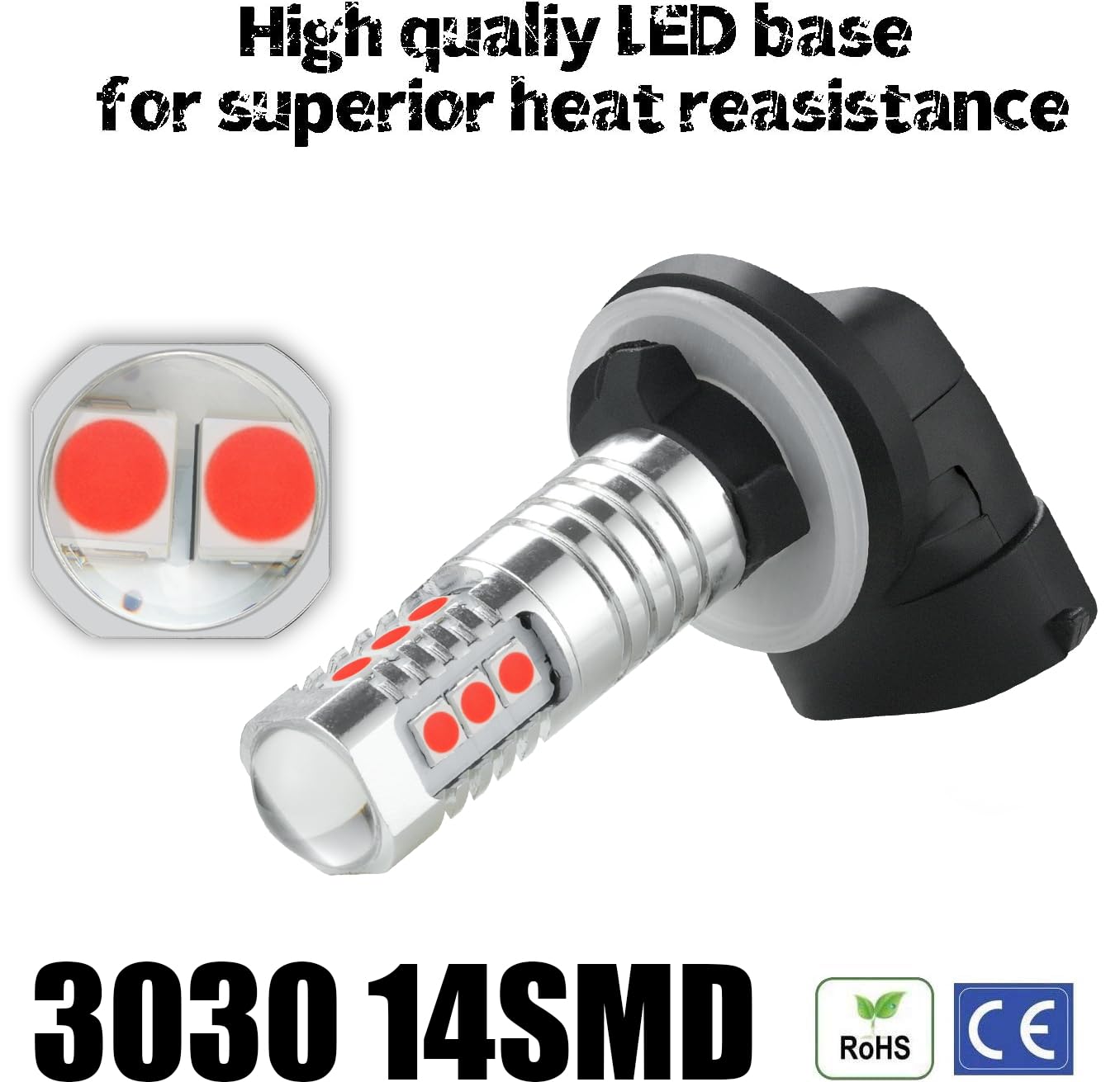 KISLED 881 LED Fog Light Bulb, High Power 3030 Chips, Extremely Bright, Red, Compatible with 889 894 896 898 886 Models