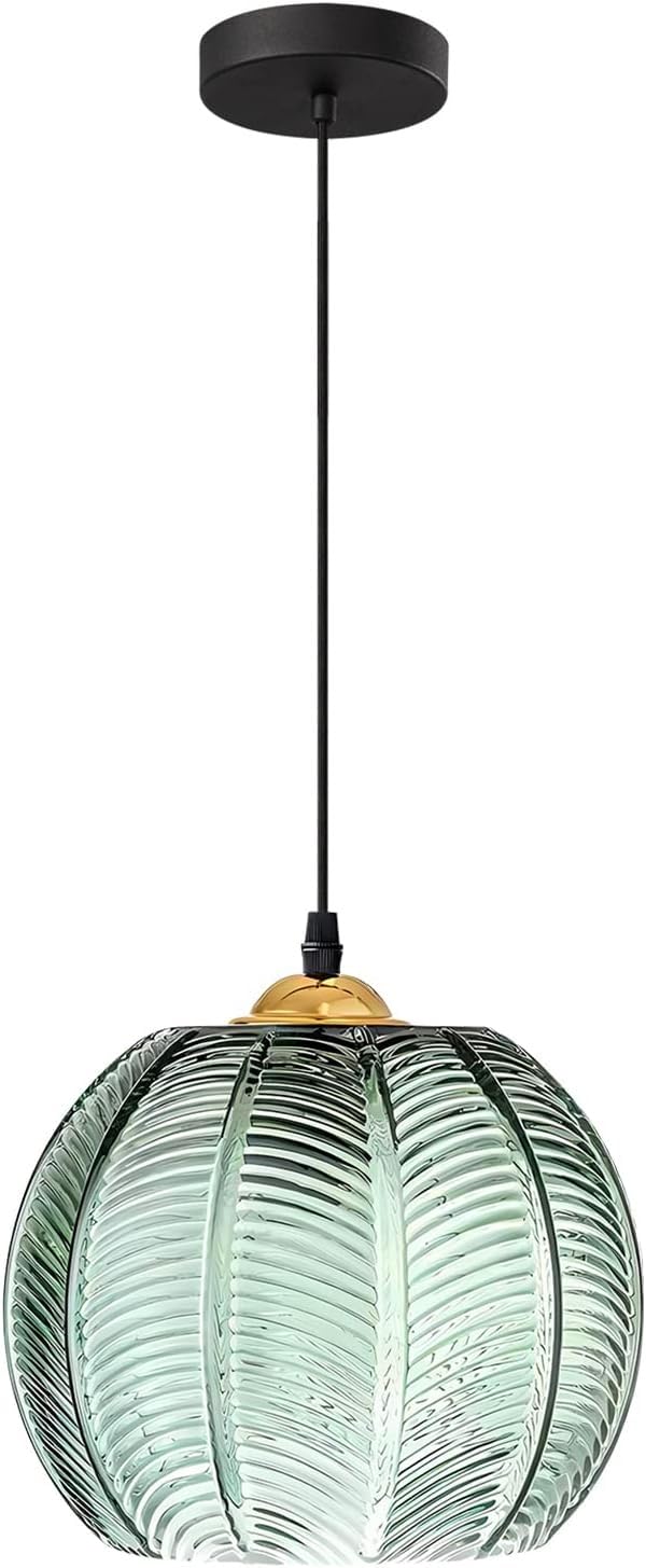 jengush Modern Style Battery Operated Pendant Light, Remote Control, 10 Color Modes, Dimmable, 1 Light, Green