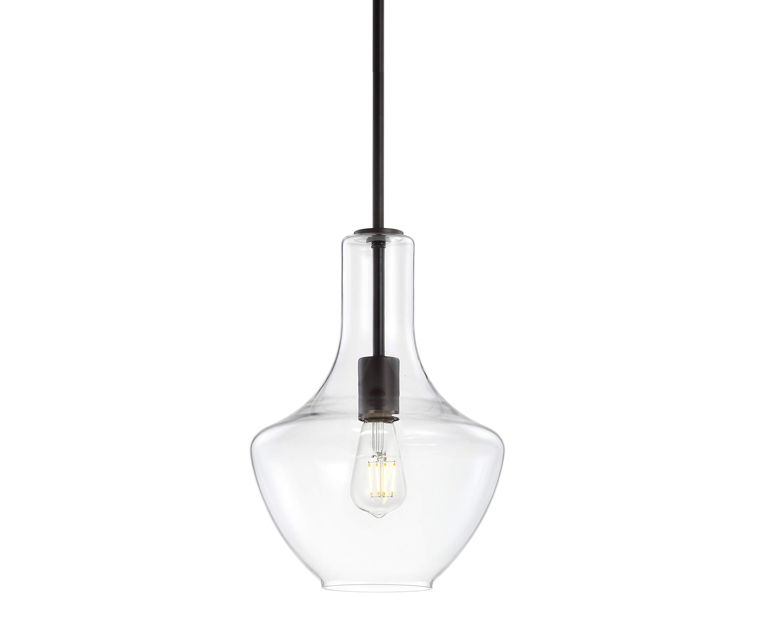JONATHAN Y LED Pendant Light, 10.5in Glass/Metal, Dimmable, Oil Rubbed Bronze/Clear, Model JYL6400B