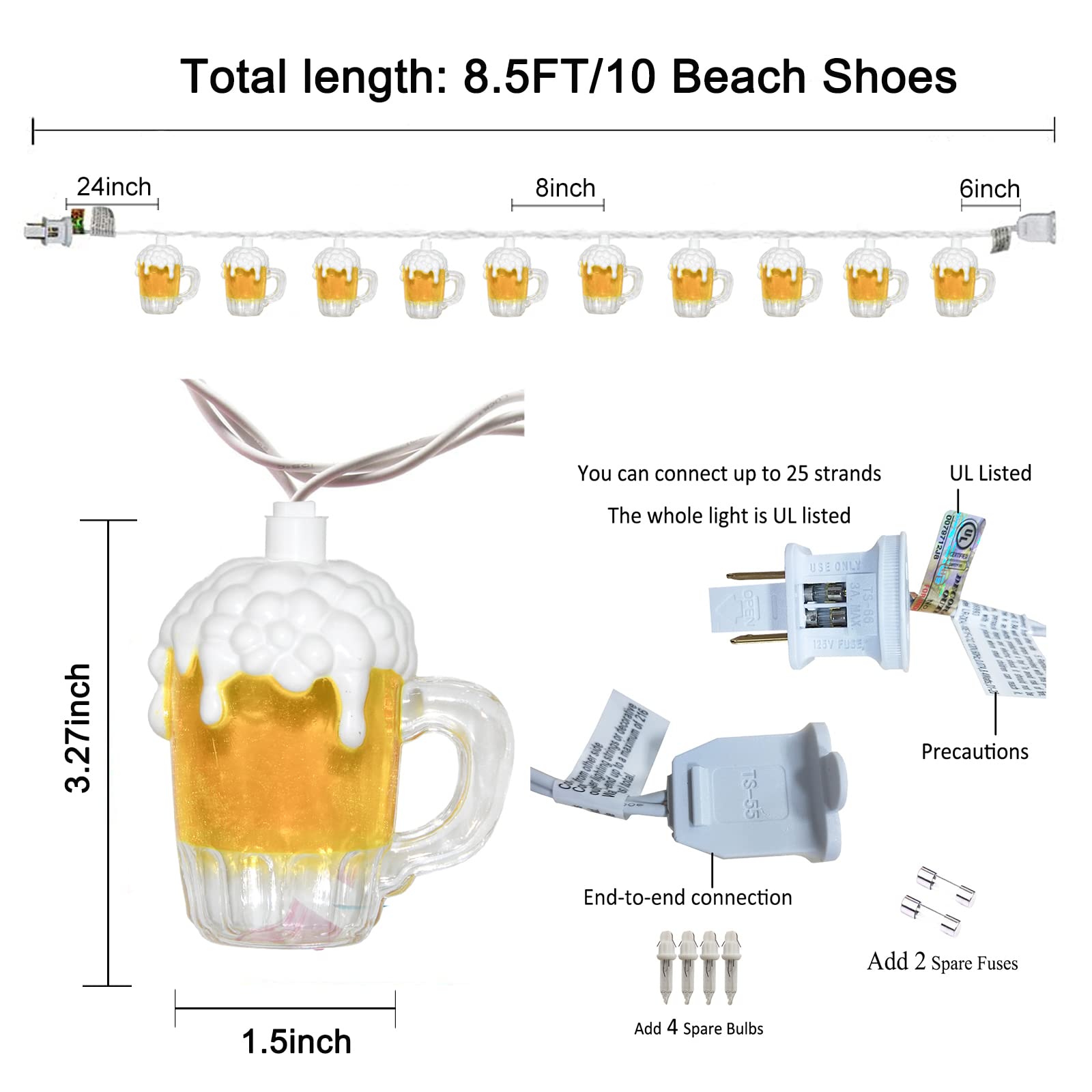 Pallerina St. Patrick'S Day String Lights, 8.5Ft Green Clover Decor With 10 Shamrock Lights