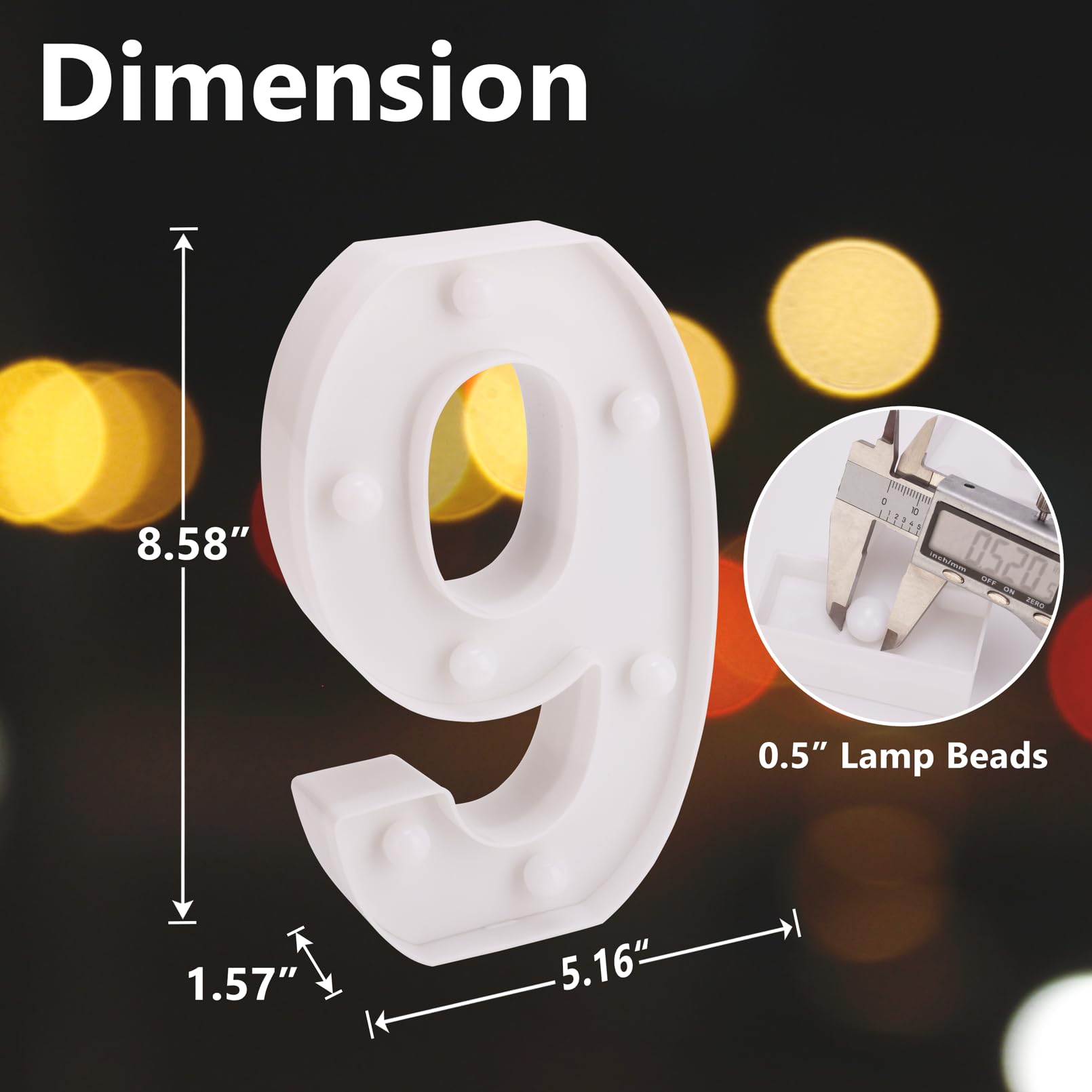 Led Marquee Sign Light Up Letters, Alphabet Light Up Letters Sign, Battery Powered Led Letter Lights For Night Light, Wedding, Birthday, Party, Christmas Or Home Decor (Number 9)