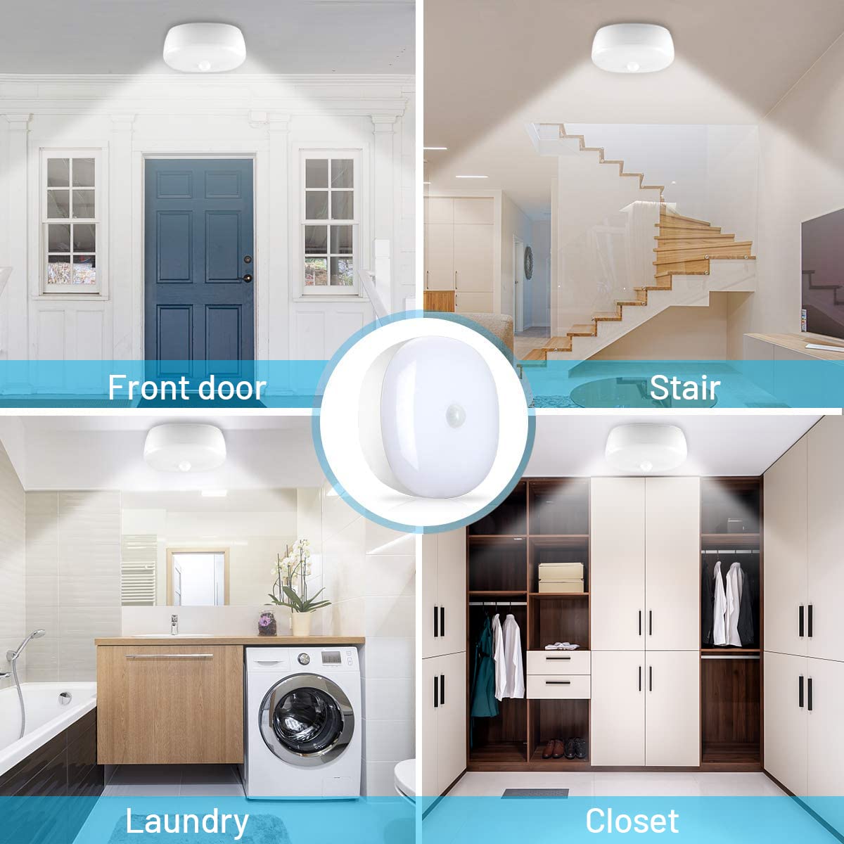 Youtob Battery Powered LED Ceiling Light, Wireless Motion Sensor, 300 Lumens, 4000K Cool White