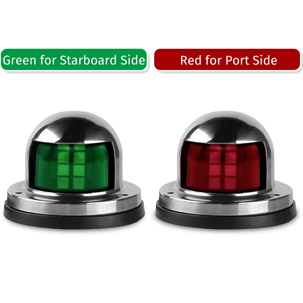Acelane LED Navigation Lights - Red & Green Marine Signal Lights, 12V Stainless Steel, for Boating & Yachts (ACE-01)