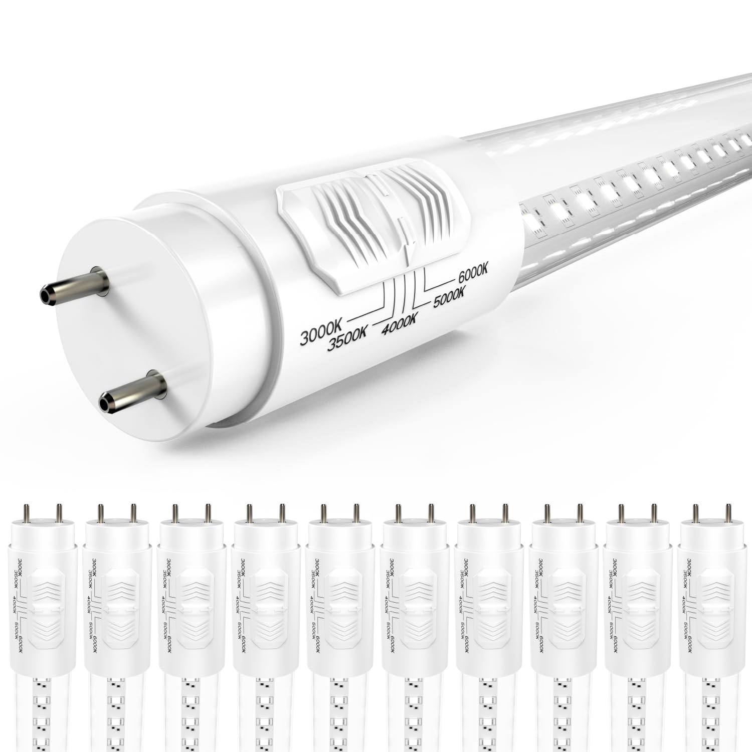 Sunco 10 Pack T8 Led Bulbs 4 Foot, Led Fluorescent Tube Replacement, 4Ft Led Tube Light, Ballast Bypass, 18W, 2200 Lm, Selectabl