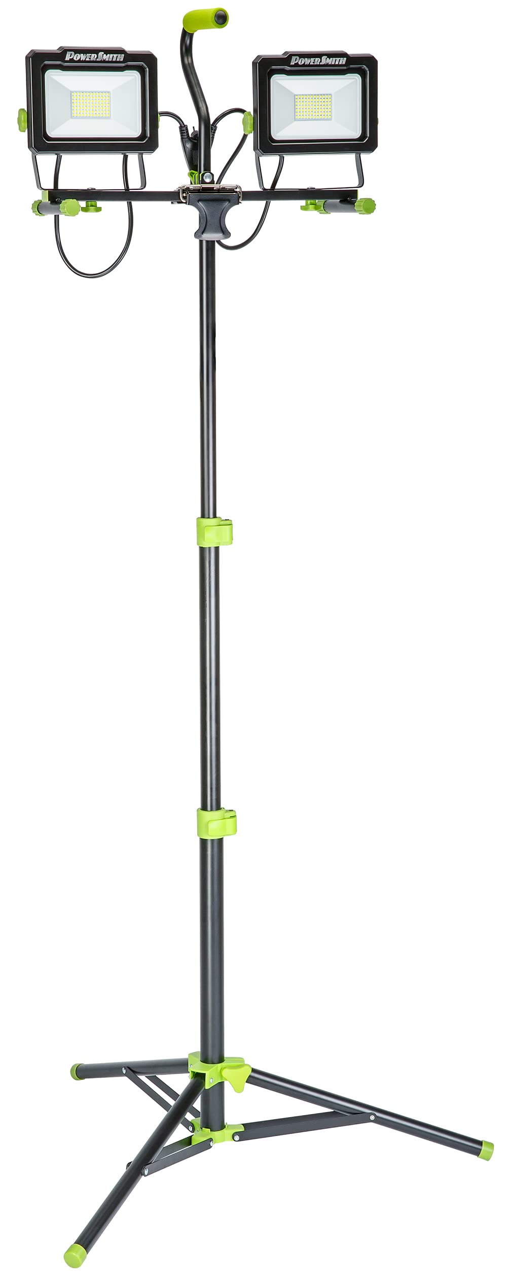 Powersmith Pwld140T 14000 Lumen Led Work Light With Stand All Metal 60&quot; Telescoping Tripod Sealed Power Switches 5 Year Warranty, Lm, Black