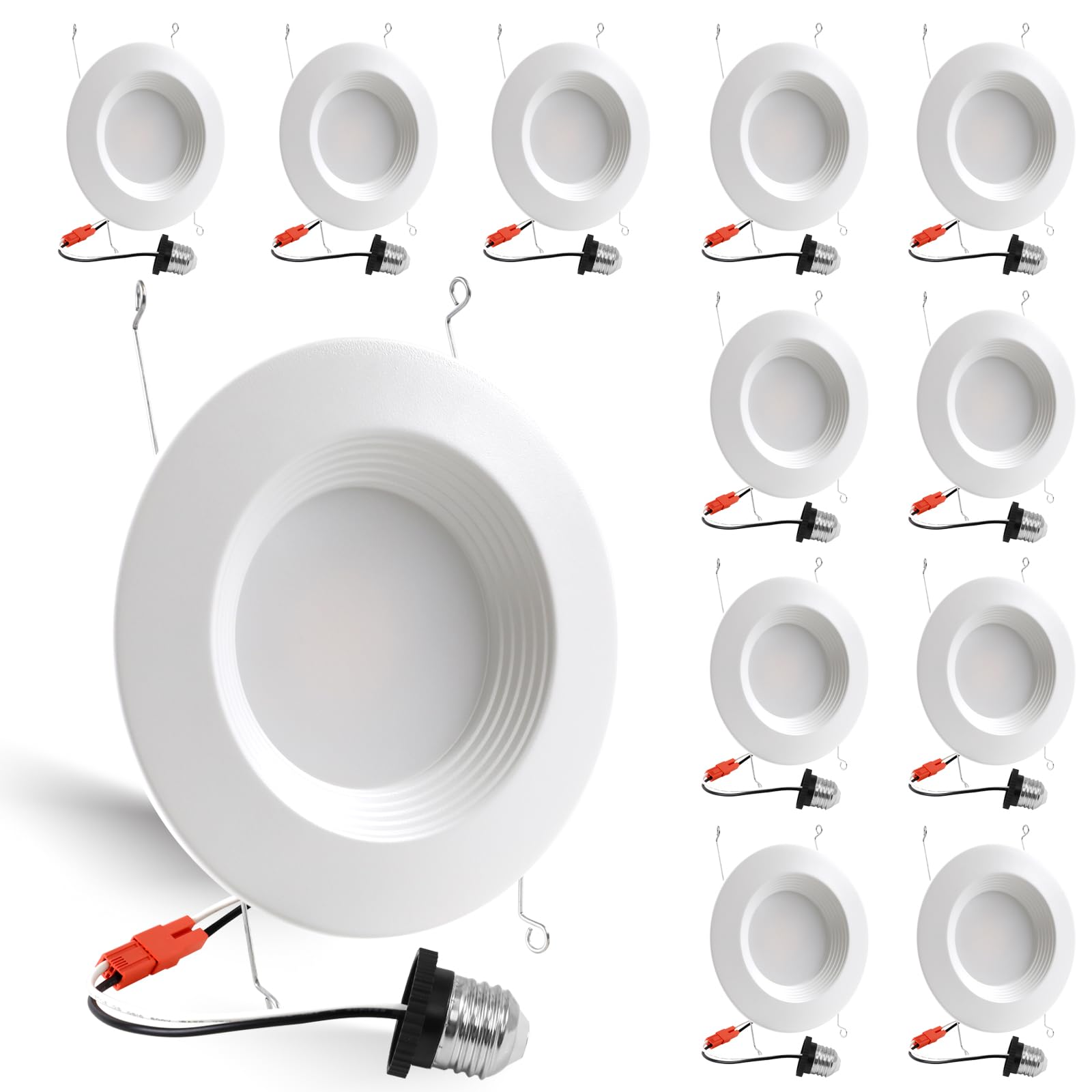 Energetic 5/6 Inch LED Recessed Lighting, 1000LM, 4000K Cool White, 13W=150W, Dimmable LED Can Light, Damp Rated, Simple Retrofi