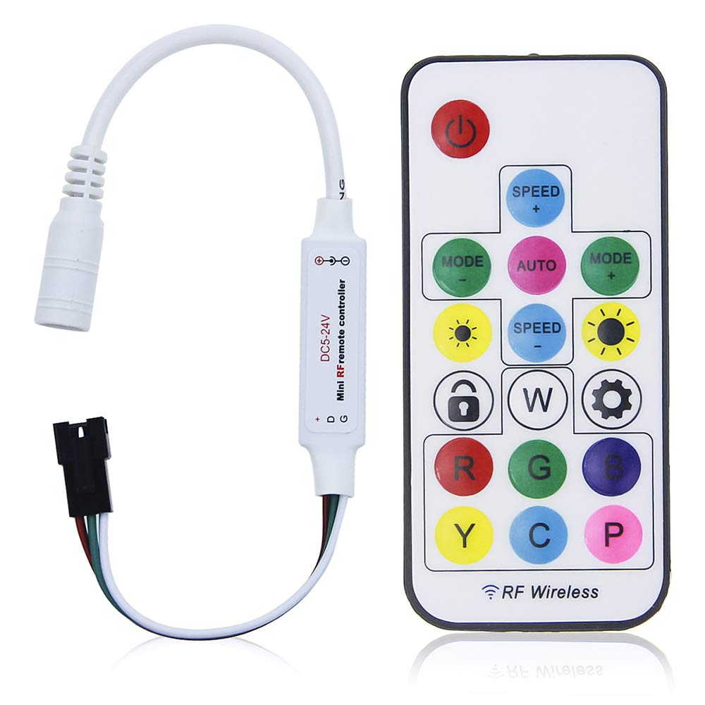 Alitove Ws2812B Ws2811 Addressable Led Controller Rf Remote Wireless Mini Controller 5~24V Dc For Ws2812 Ws2811 Dream Color Rain