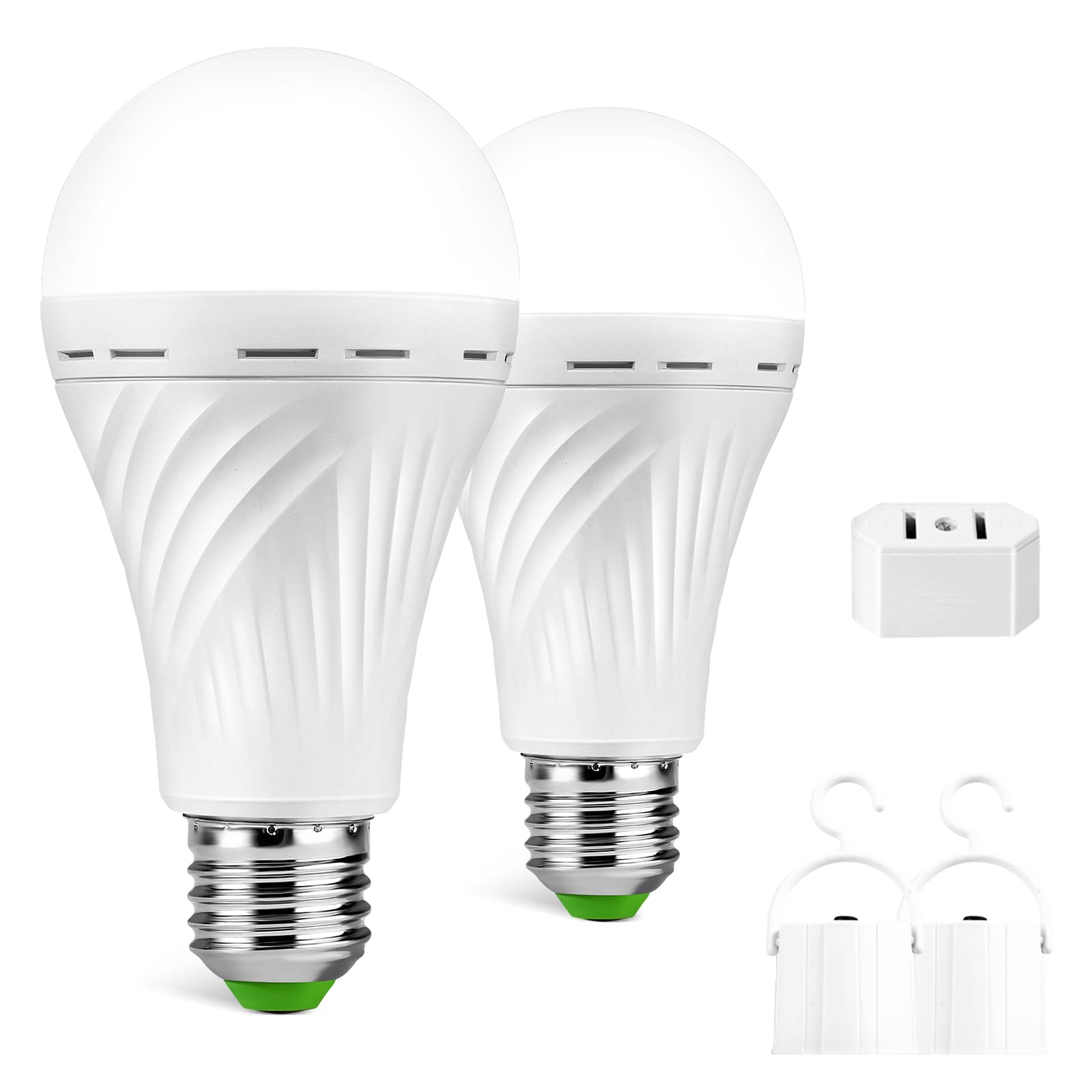 LHZHENG Emergency Rechargeable Light Bulb, 12W Equivalent, E27, 2 Pack, White, Plastic, Model TWHLQ-12P