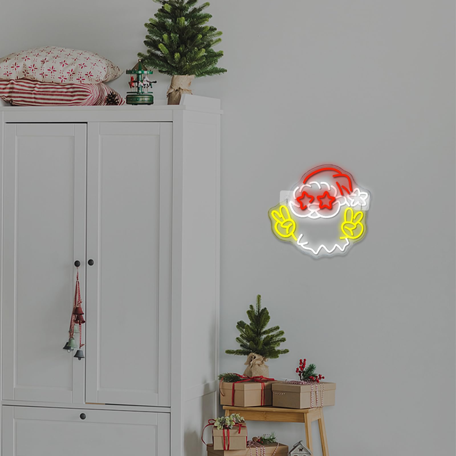 Looklight Christmas Neon Sign Cute Santa Neon Signs For Wall Decor Red Santa Hat Led Lights Powered For Party Shop Store Living Room Bar Man Cave Club Pub Door Bedroom Decoration Christmas Gifts