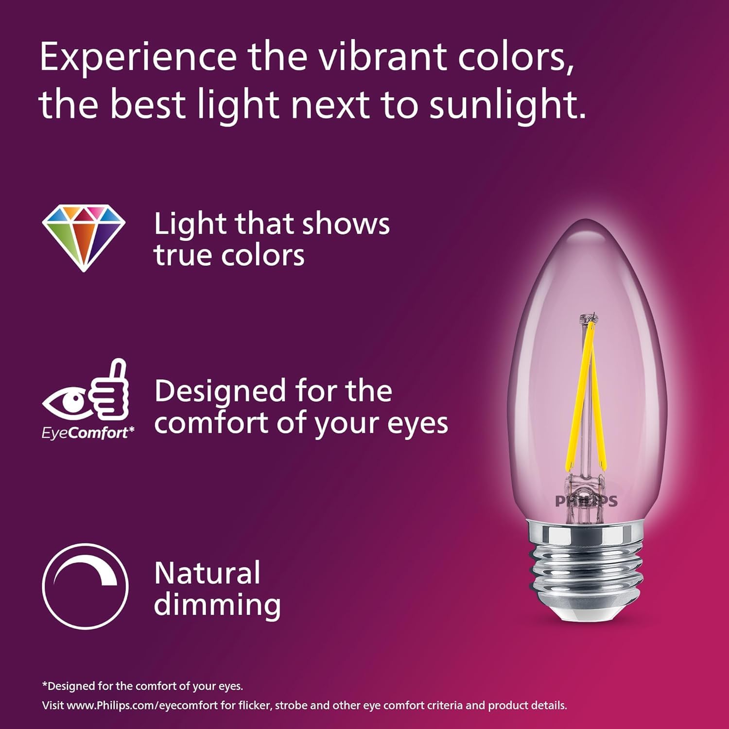Philips LED B11 Globe Light Bulbs - 300 Lumen, Dimmable, EyeComfort, E26 Base, Daylight (5000K), 9 Pack, Glass