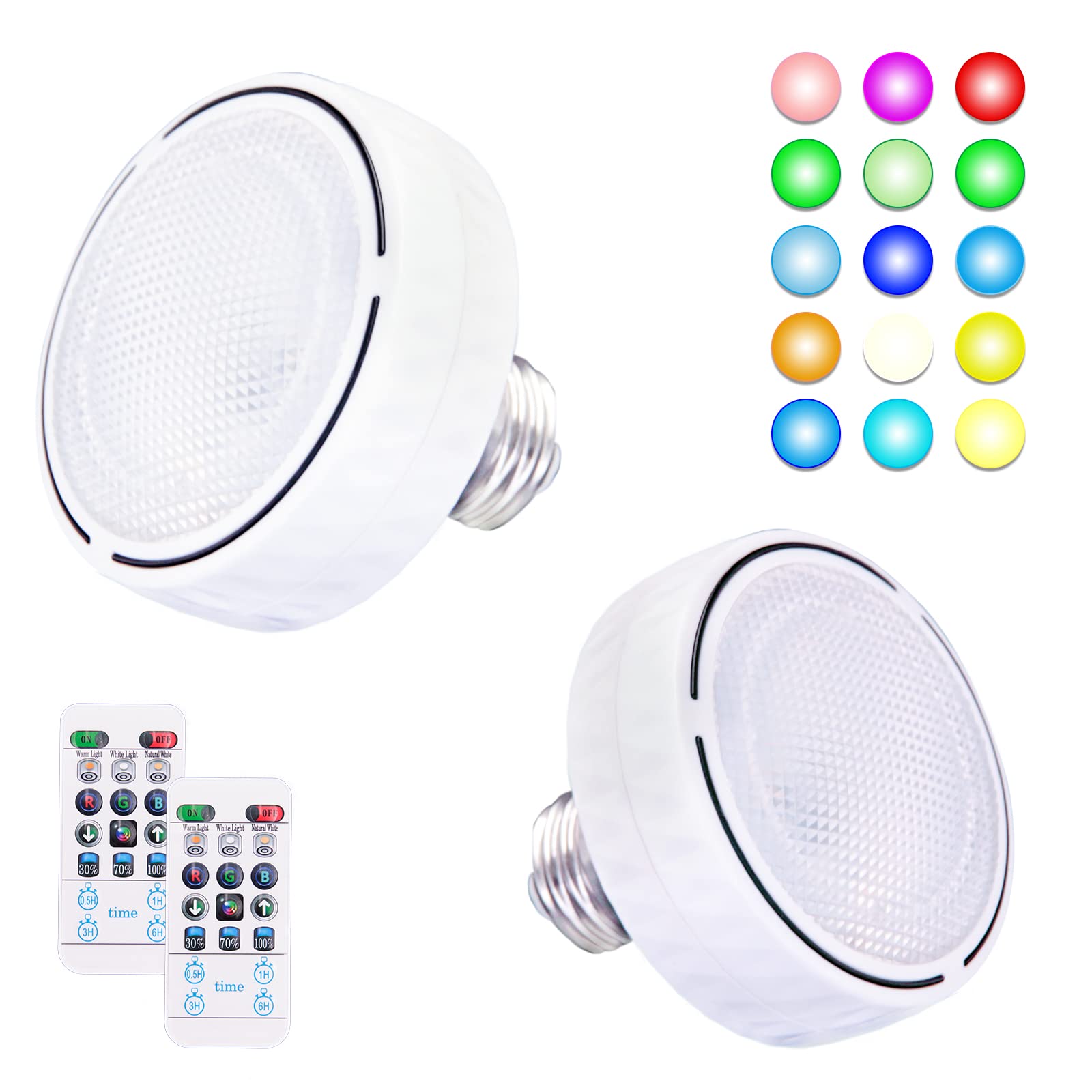 KANESIKI Screw in Light Bulbs Battery Operated, E26 Base RGB Puck Lights with Remote and Timer, Cordless Wall Light Bulbs, Dimma